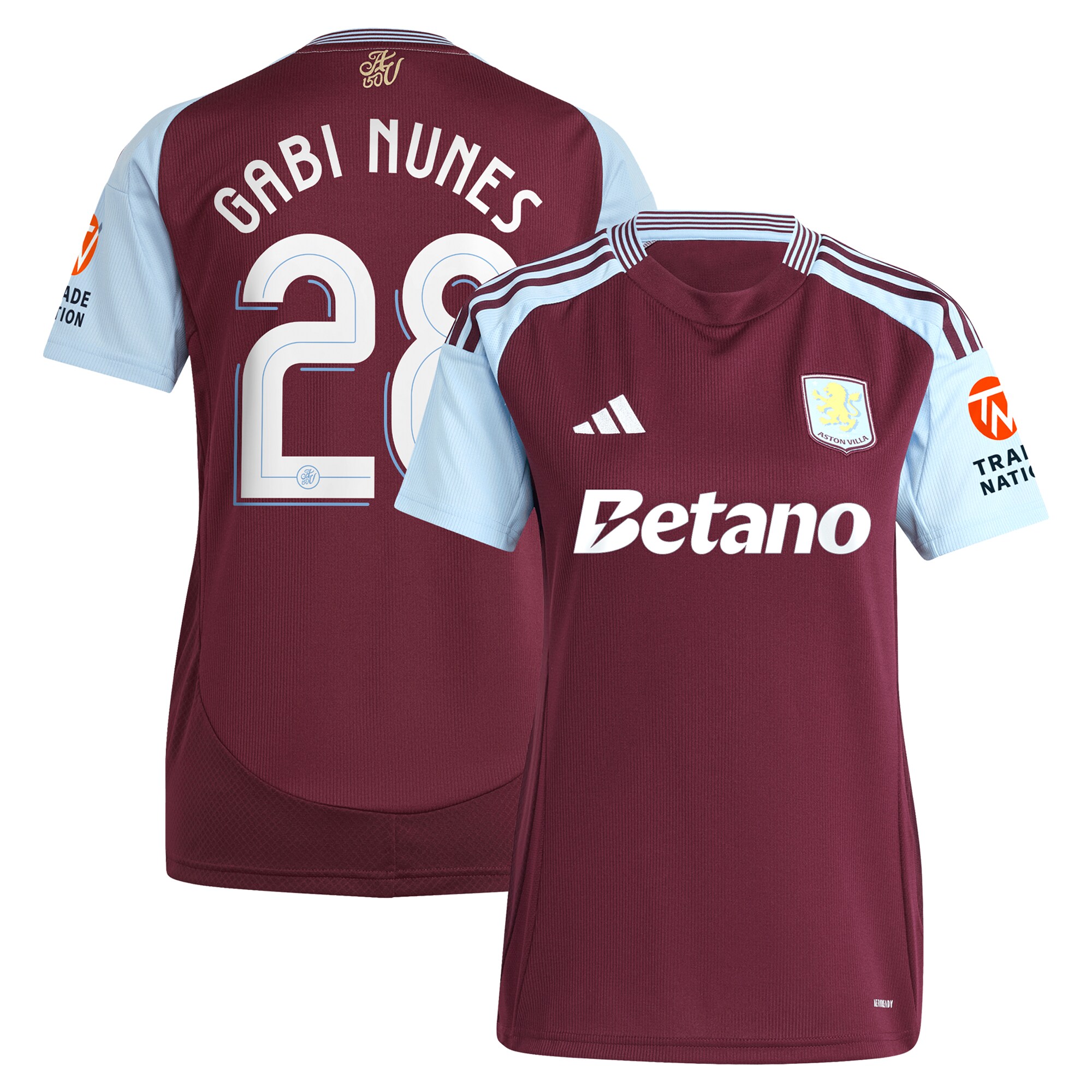 Aston Villa Jerseys - Official aston villa adidas home shirt 2024-25 – womens with gabi nunes 28 cup printing Collection for AVFC Fans