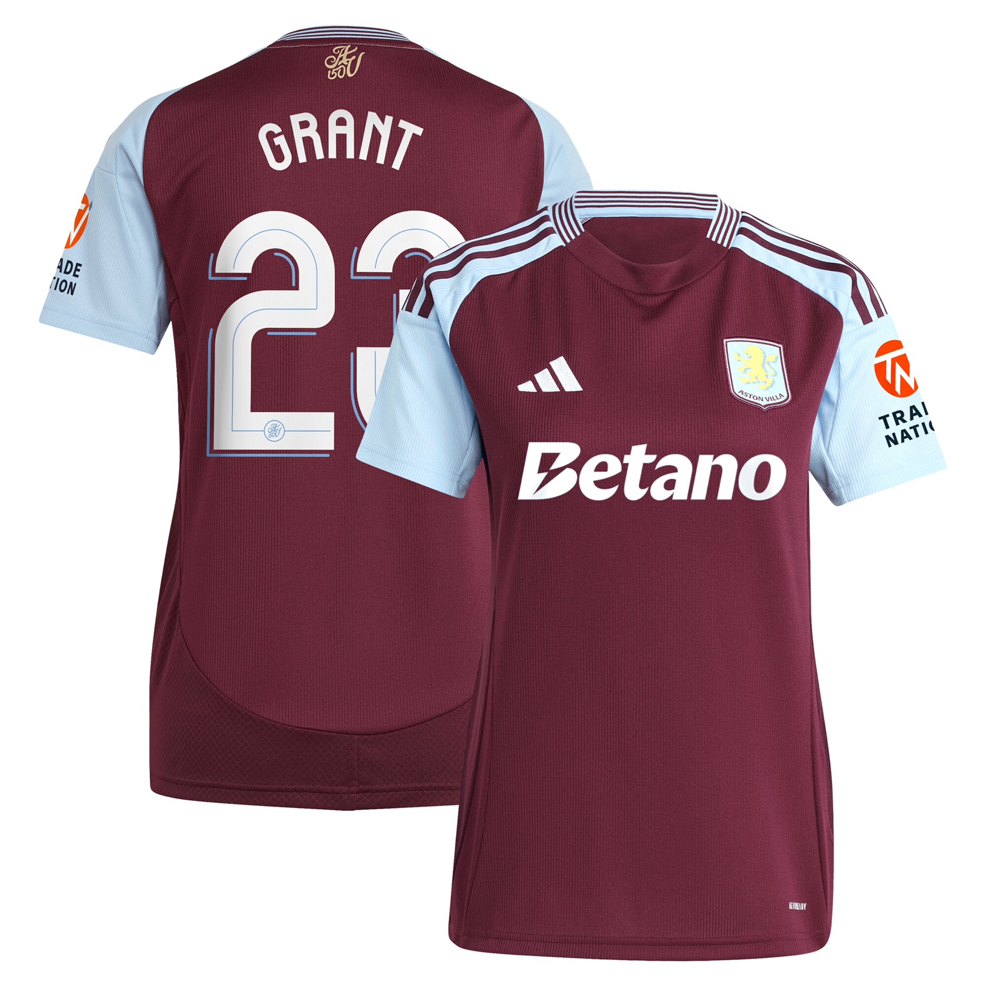 Aston Villa Jerseys - Official aston villa adidas home shirt 2024-25 – womens with grant 23 cup printing Collection for AVFC Fans