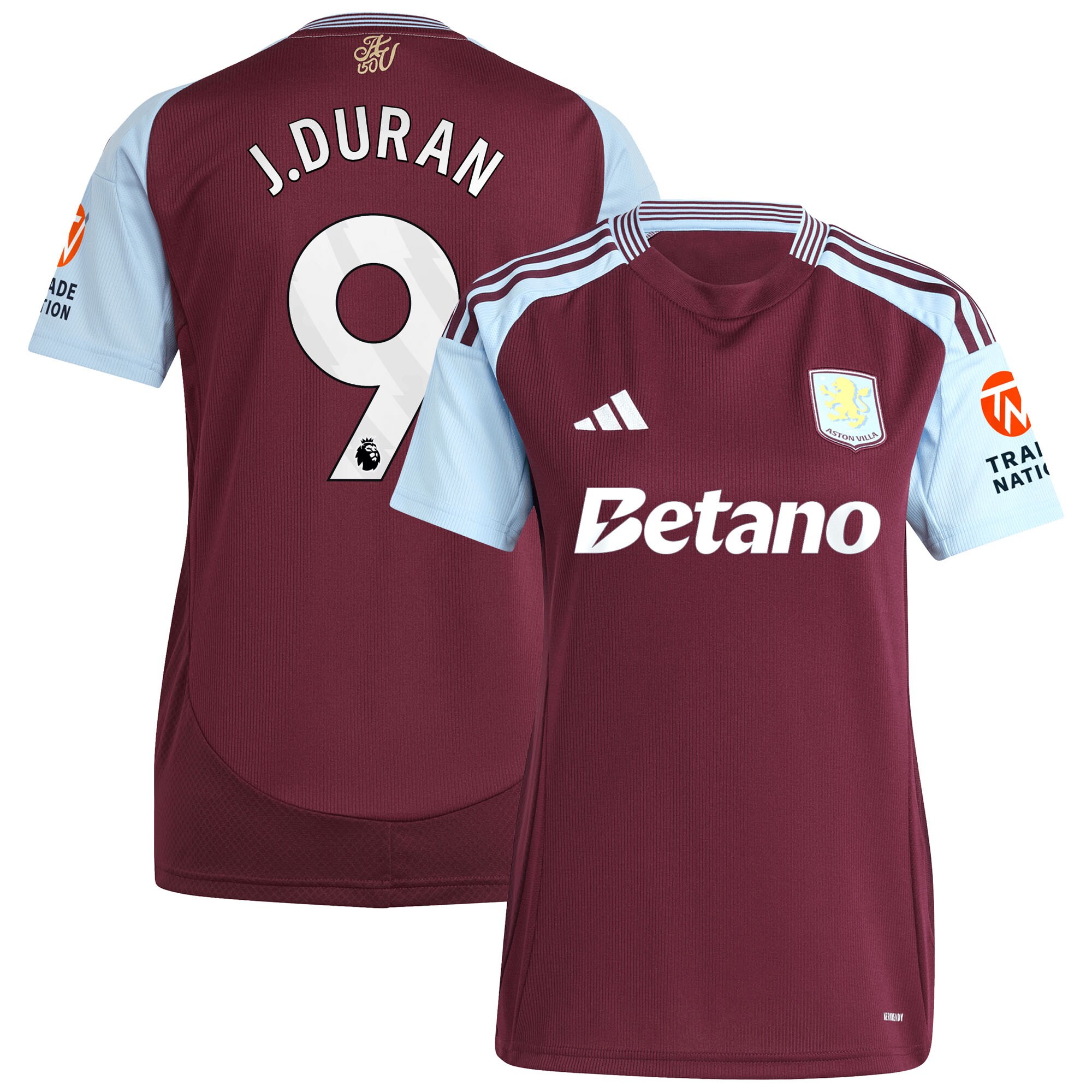 Aston Villa Jerseys - Official aston villa adidas home shirt 2024-25 – womens with j.duran 9 printing Collection for AVFC Fans