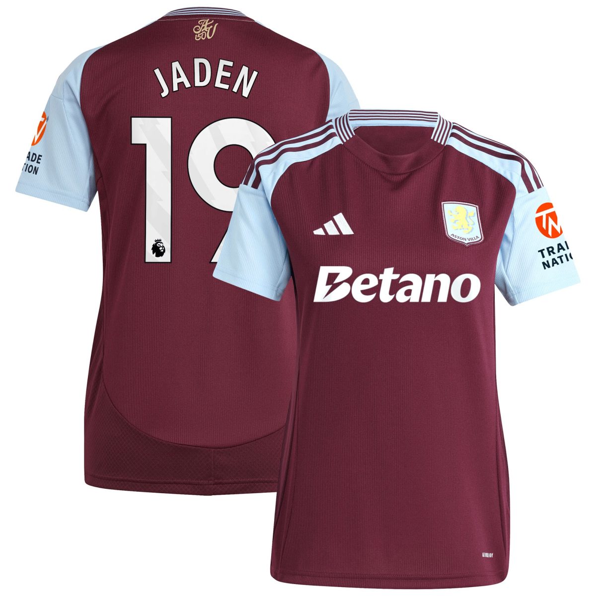 Aston Villa Jerseys - Official aston villa adidas home shirt 2024-25 – womens with jaden 19 printing Collection for AVFC Fans