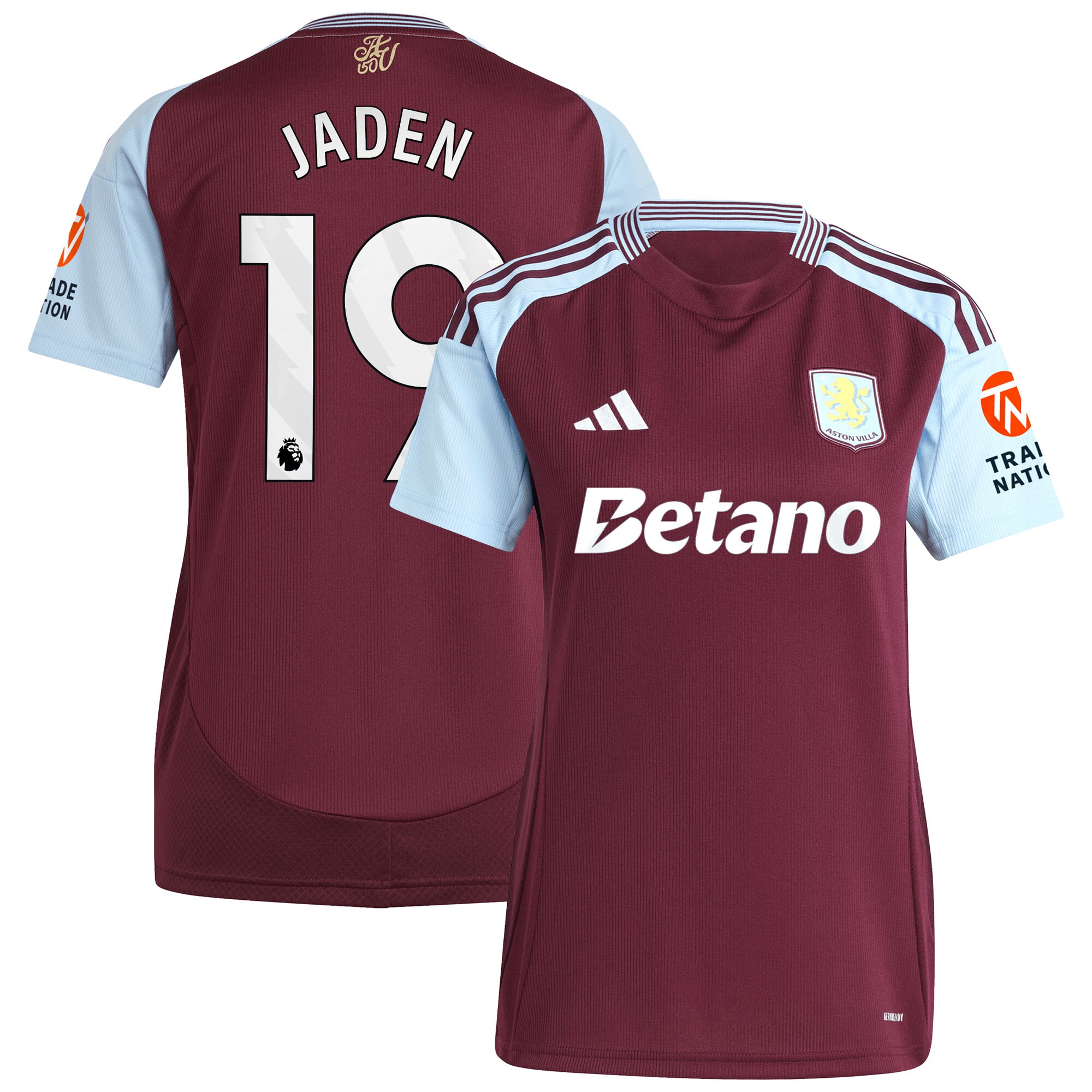 Aston Villa Jerseys - Official aston villa adidas home shirt 2024-25 – womens with jaden 19 printing Collection for AVFC Fans