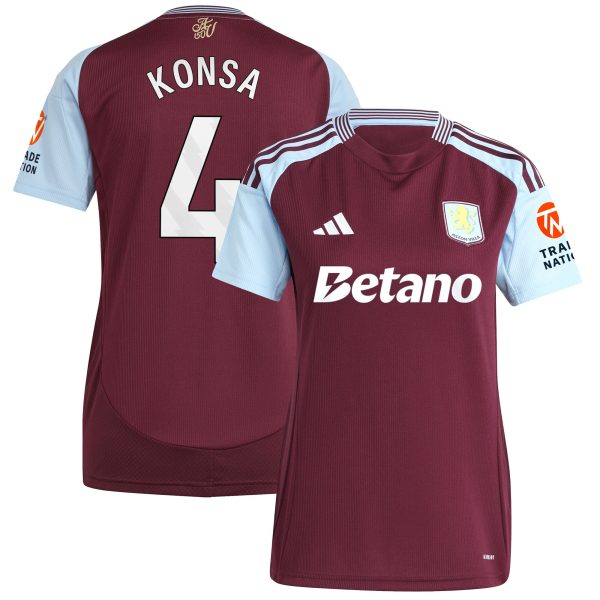 Aston Villa Jerseys - Official aston villa adidas home shirt 2024-25 – womens with konsa 4 printing Collection for AVFC Fans