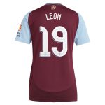 Aston Villa Jerseys - Official aston villa adidas home shirt 2024-25 – womens with leon 19 cup printing Collection for AVFC Fans
