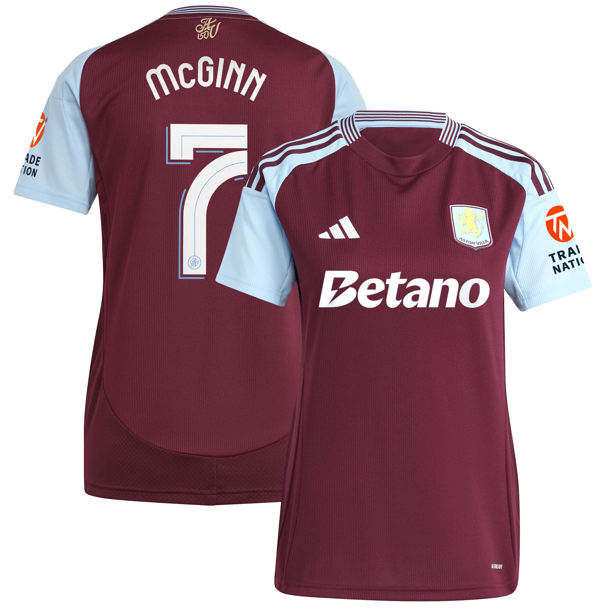 Aston Villa Jerseys - Official aston villa adidas home shirt 2024-25 – womens with mcginn 7 cup printing Collection for AVFC Fans