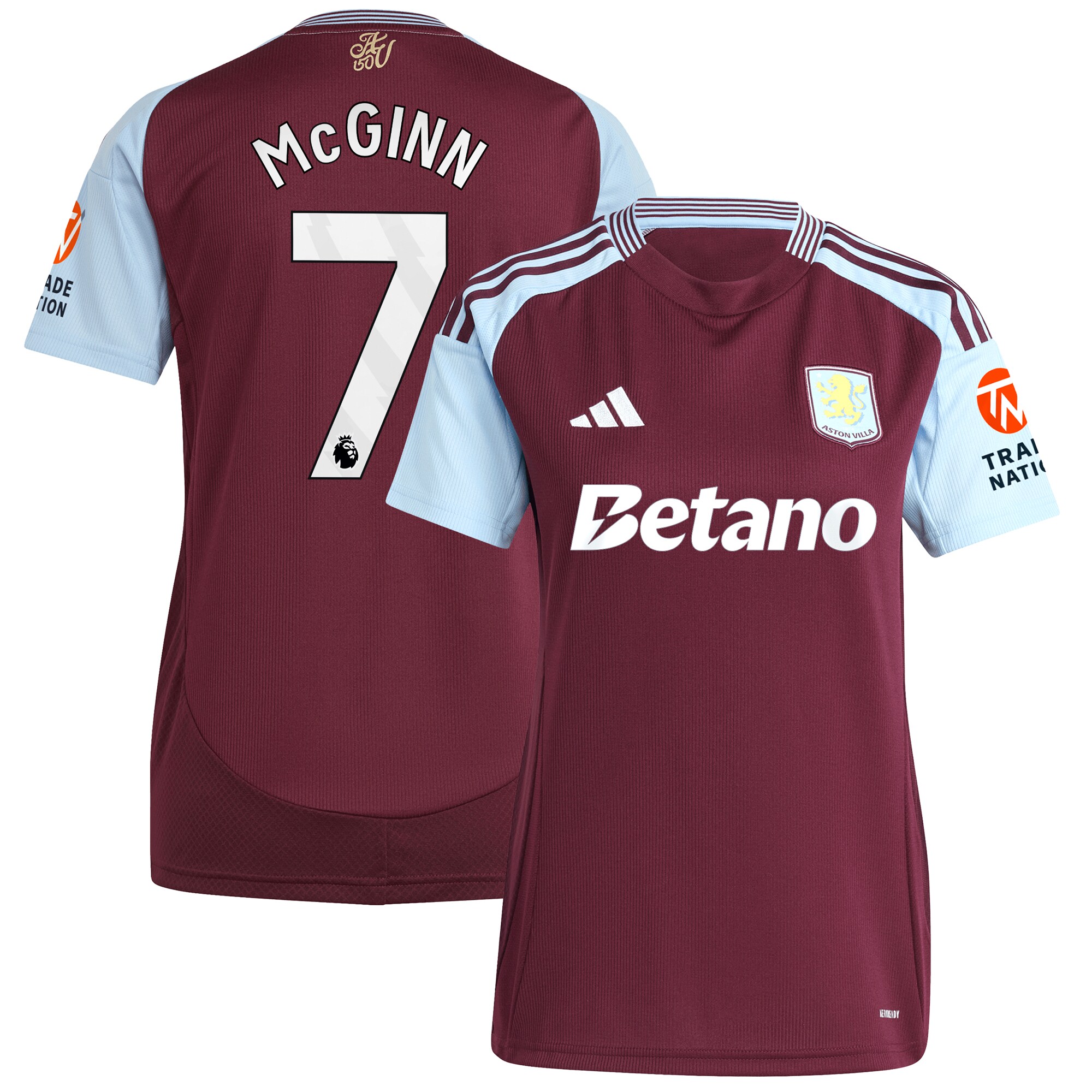 Aston Villa Jerseys - Official aston villa adidas home shirt 2024-25 – womens with mcginn 7 printing Collection for AVFC Fans