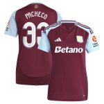 Aston Villa Jerseys - Official aston villa adidas home shirt 2024-25 – womens with pacheco 33 cup printing Collection for AVFC Fans