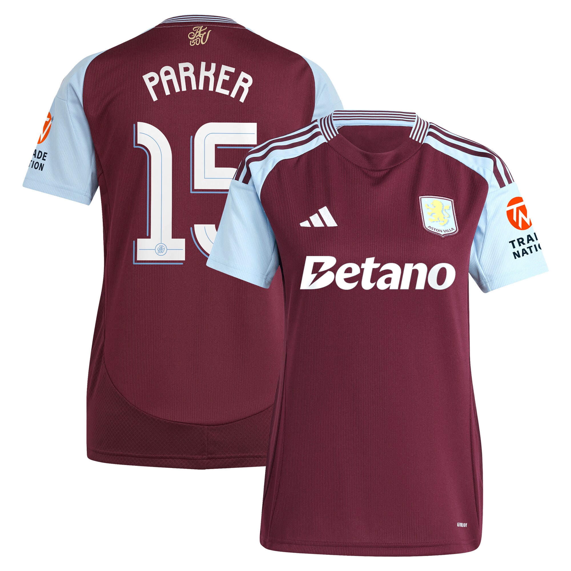 Aston Villa Jerseys - Official aston villa adidas home shirt 2024-25 – womens with parker 15 cup printing Collection for AVFC Fans