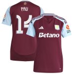 Aston Villa Jerseys - Official aston villa adidas home shirt 2024-25 – womens with pau 14 cup printing Collection for AVFC Fans