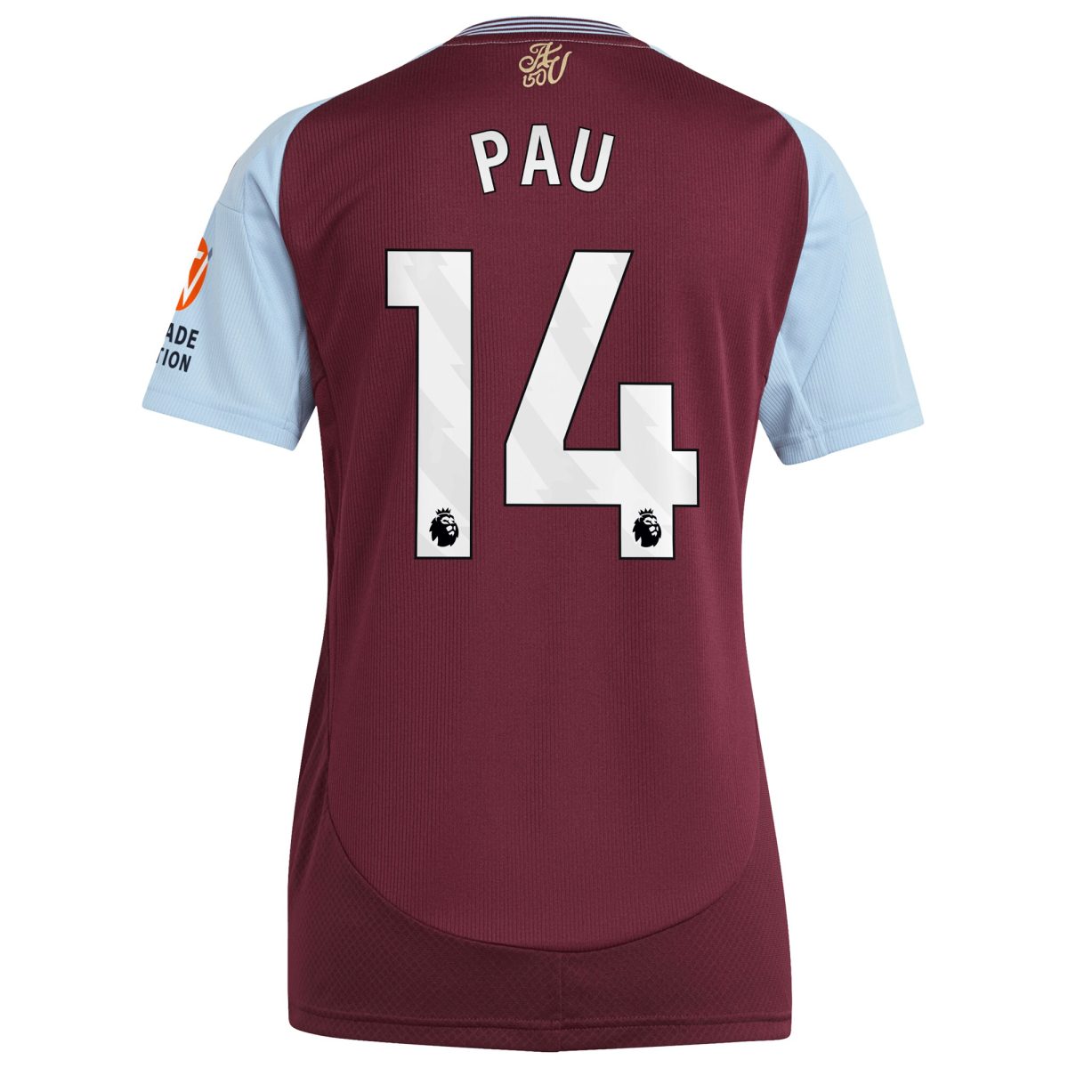 Aston Villa Jerseys - Official aston villa adidas home shirt 2024-25 – womens with pau 14 printing Collection for AVFC Fans