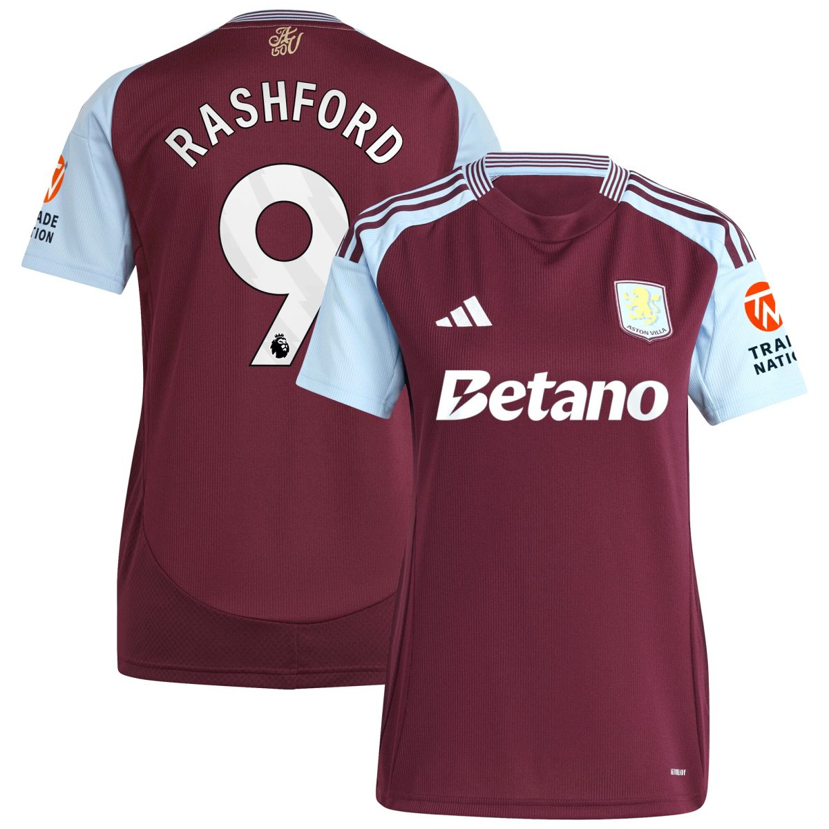 Aston Villa Jerseys - Official aston villa adidas home shirt 2024-25 – womens with rashford 9 printing Collection for AVFC Fans