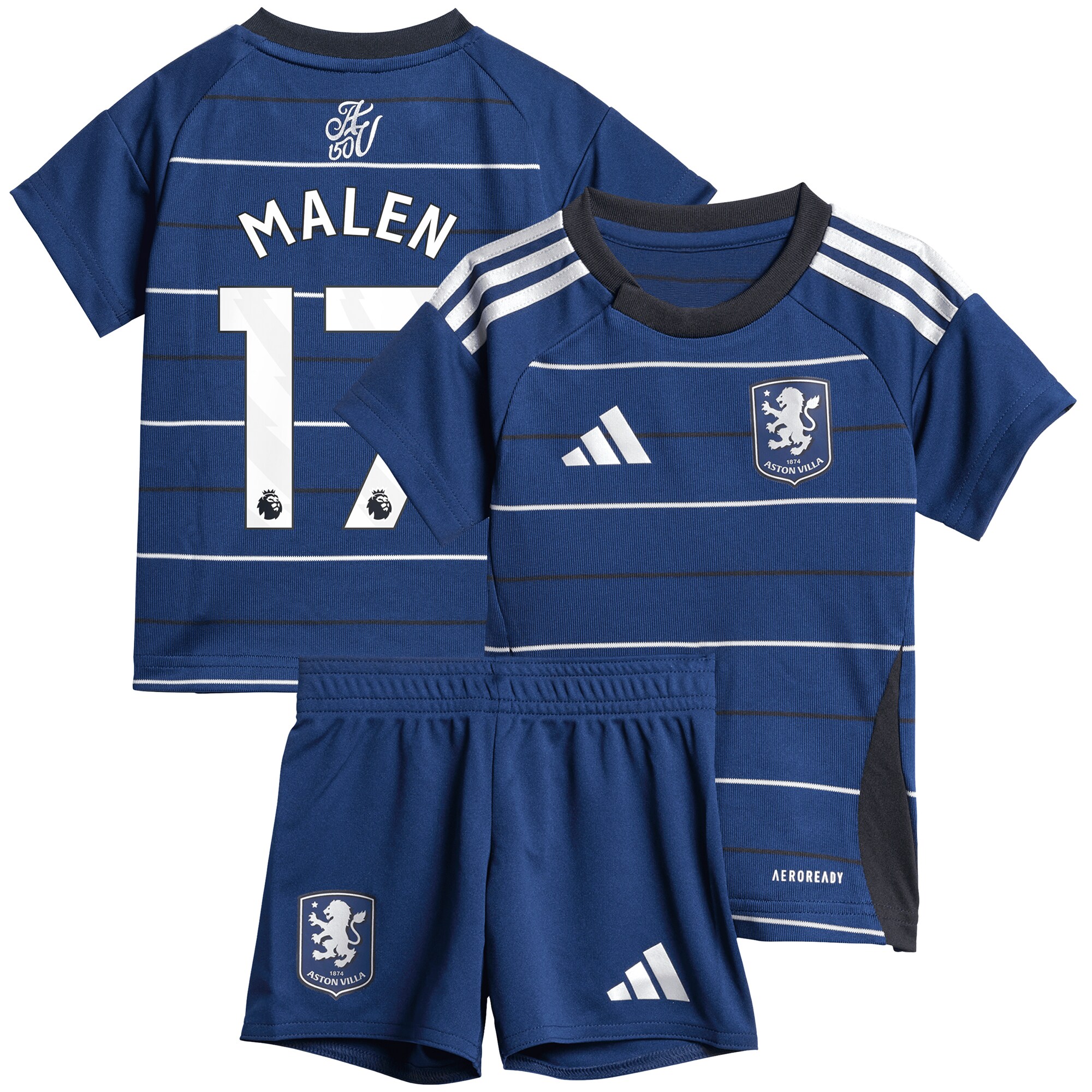 Aston Villa Jerseys - Official aston villa adidas third baby kit 2024-25 with malen 17 printing Collection for AVFC Fans