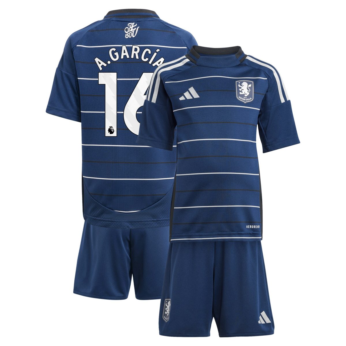 Aston Villa Jerseys - Official aston villa adidas third minikit 2024-25 with a.garcía 16 printing Collection for AVFC Fans