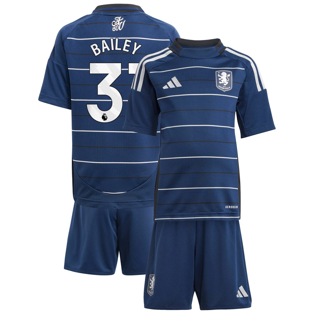 Aston Villa Jerseys - Official aston villa adidas third minikit 2024-25 with bailey 31 printing Collection for AVFC Fans
