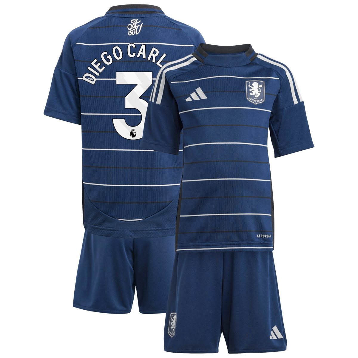 Aston Villa Jerseys - Official aston villa adidas third minikit 2024-25 with diego carlos 3 printing Collection for AVFC Fans