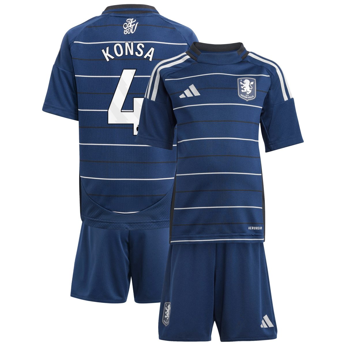 Aston Villa Jerseys - Official aston villa adidas third minikit 2024-25 with konsa 4 printing Collection for AVFC Fans