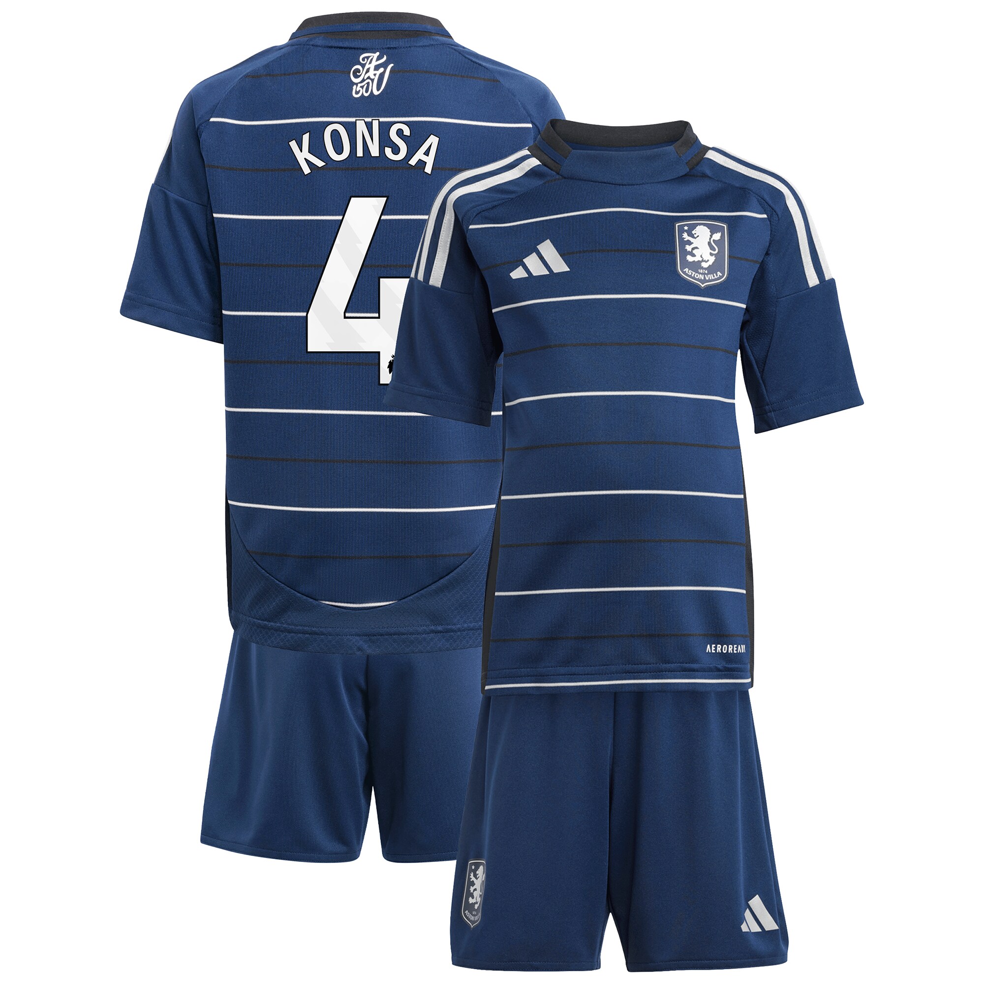 Aston Villa Jerseys - Official aston villa adidas third minikit 2024-25 with konsa 4 printing Collection for AVFC Fans