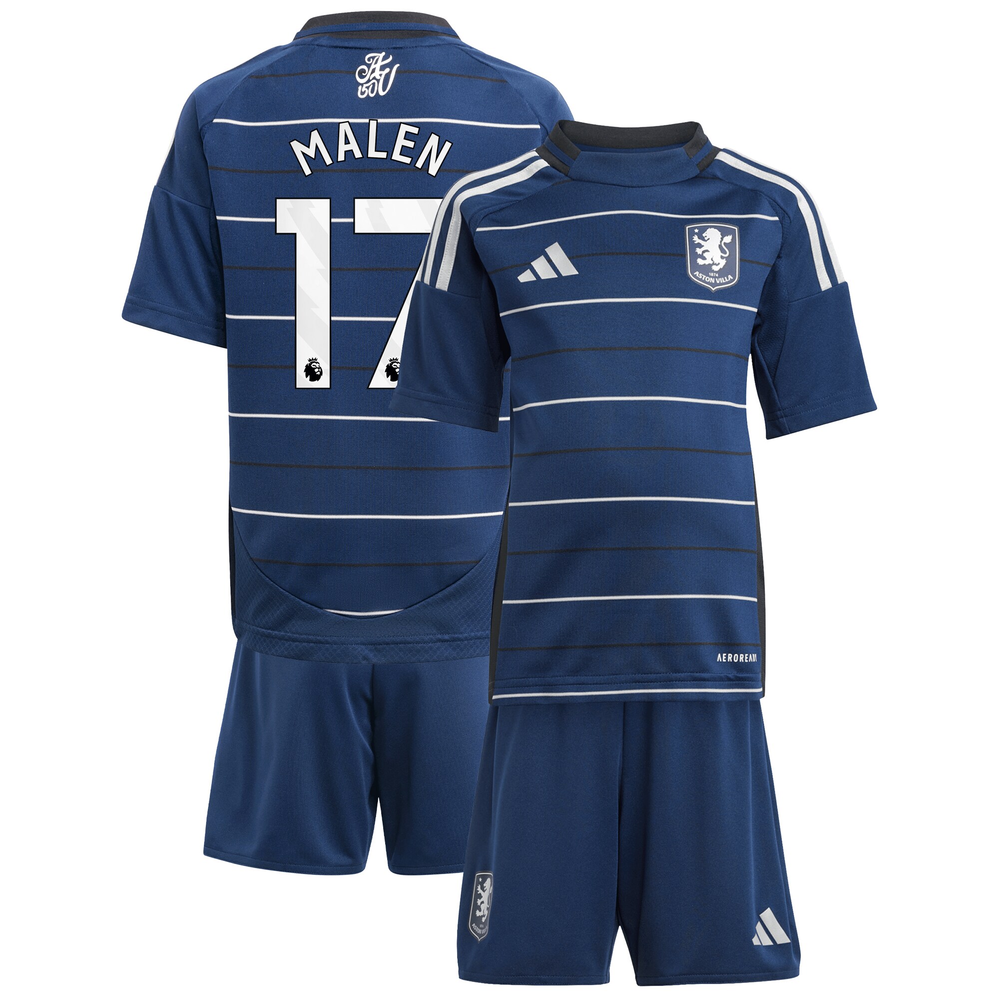 Aston Villa Jerseys - Official aston villa adidas third minikit 2024-25 with malen 17 printing Collection for AVFC Fans