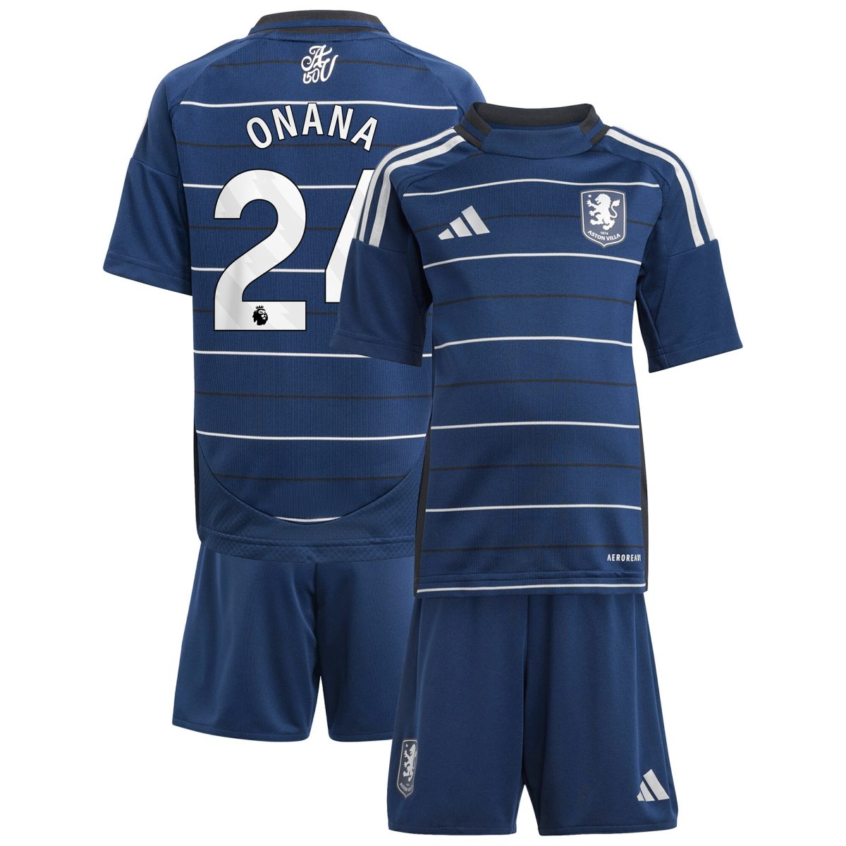 Aston Villa Jerseys - Official aston villa adidas third minikit 2024-25 with onana 24 printing Collection for AVFC Fans