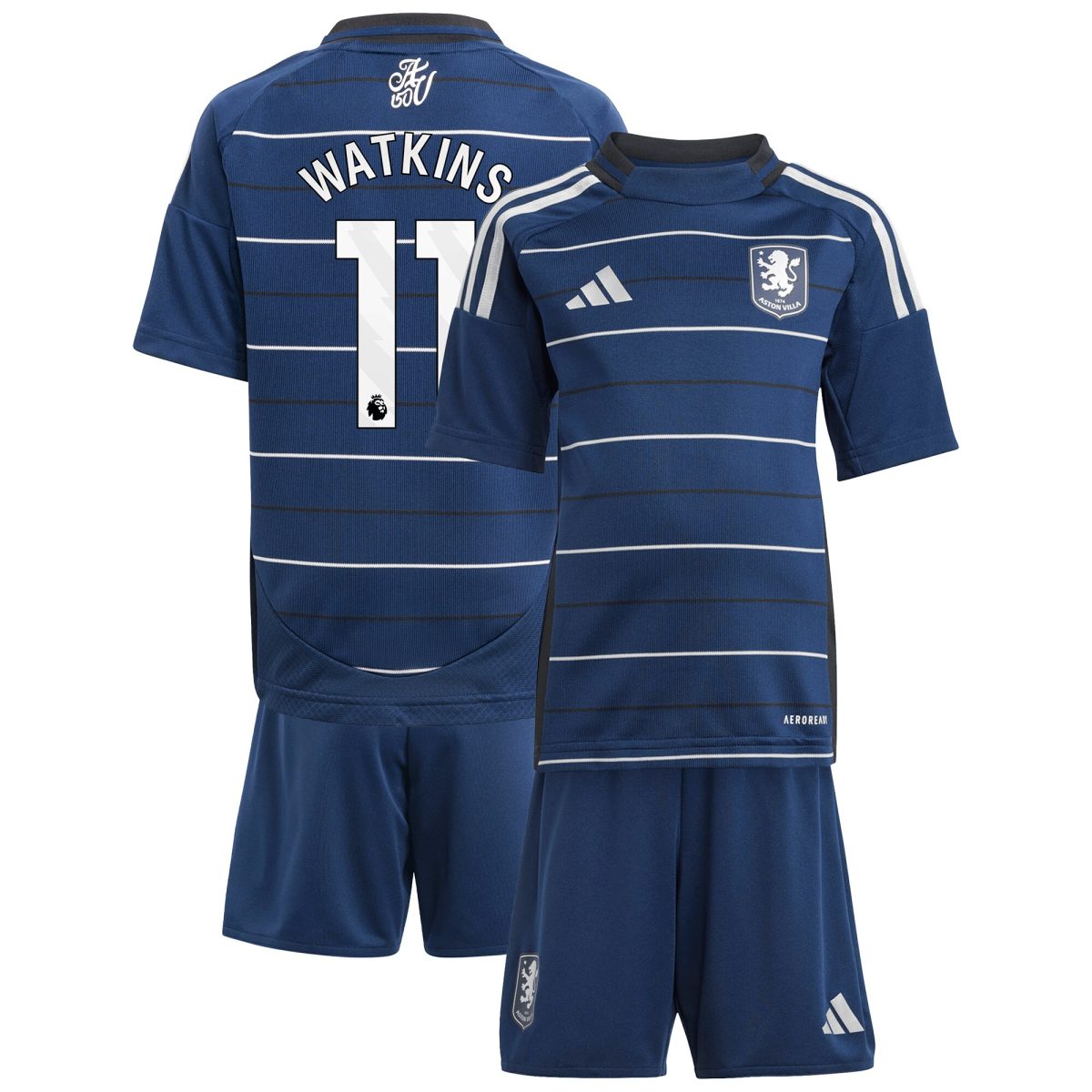Aston Villa Jerseys - Official aston villa adidas third minikit 2024-25 with watkins 11 printing Collection for AVFC Fans