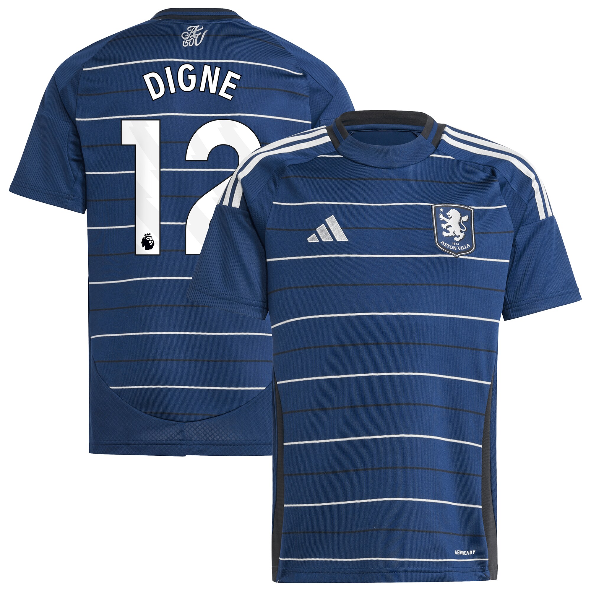 Aston Villa Jerseys - Official aston villa adidas third shirt 2024-25 – kids with digne 12 printing Collection for AVFC Fans