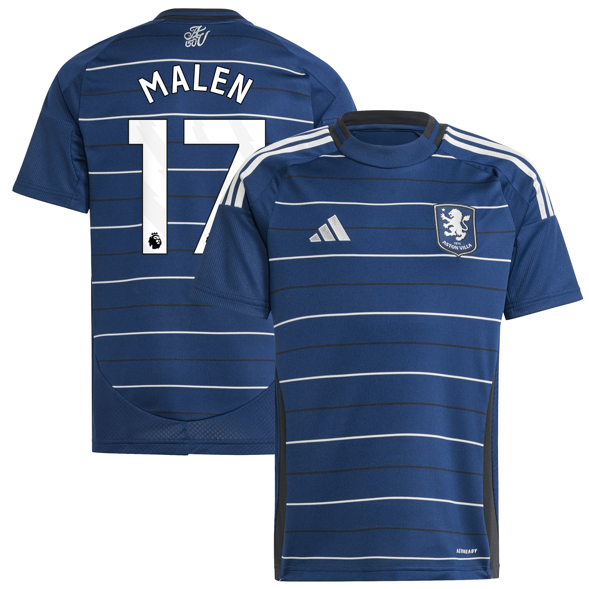 Aston Villa Jerseys - Official aston villa adidas third shirt 2024-25 – kids with malen 17 printing Collection for AVFC Fans