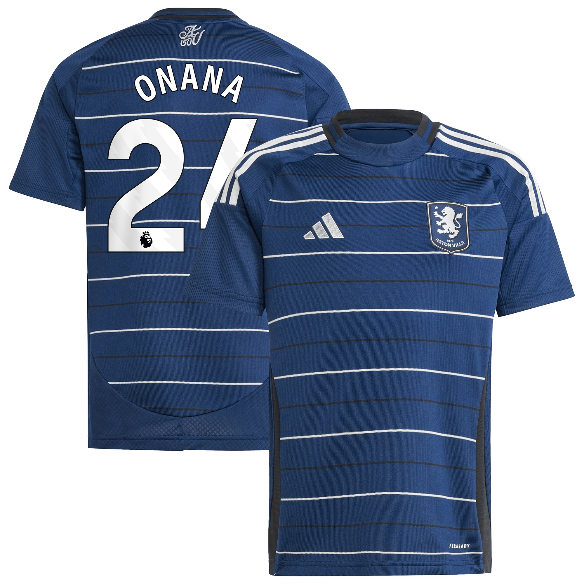 Aston Villa Jerseys - Official aston villa adidas third shirt 2024-25 – kids with onana 24 printing Collection for AVFC Fans