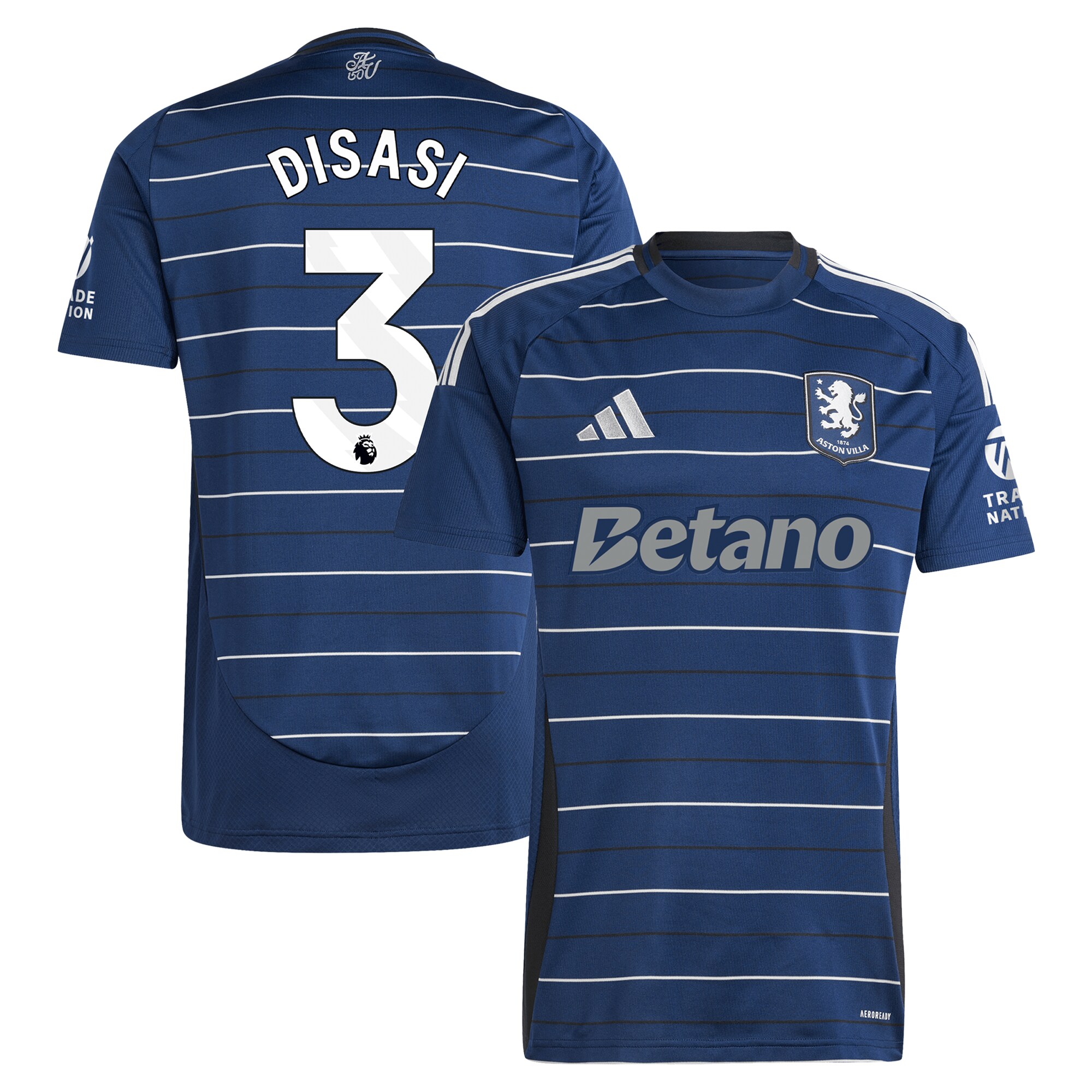Aston Villa Jerseys - Official aston villa adidas third shirt 2024-25 with disasi 3 printing Collection for AVFC Fans