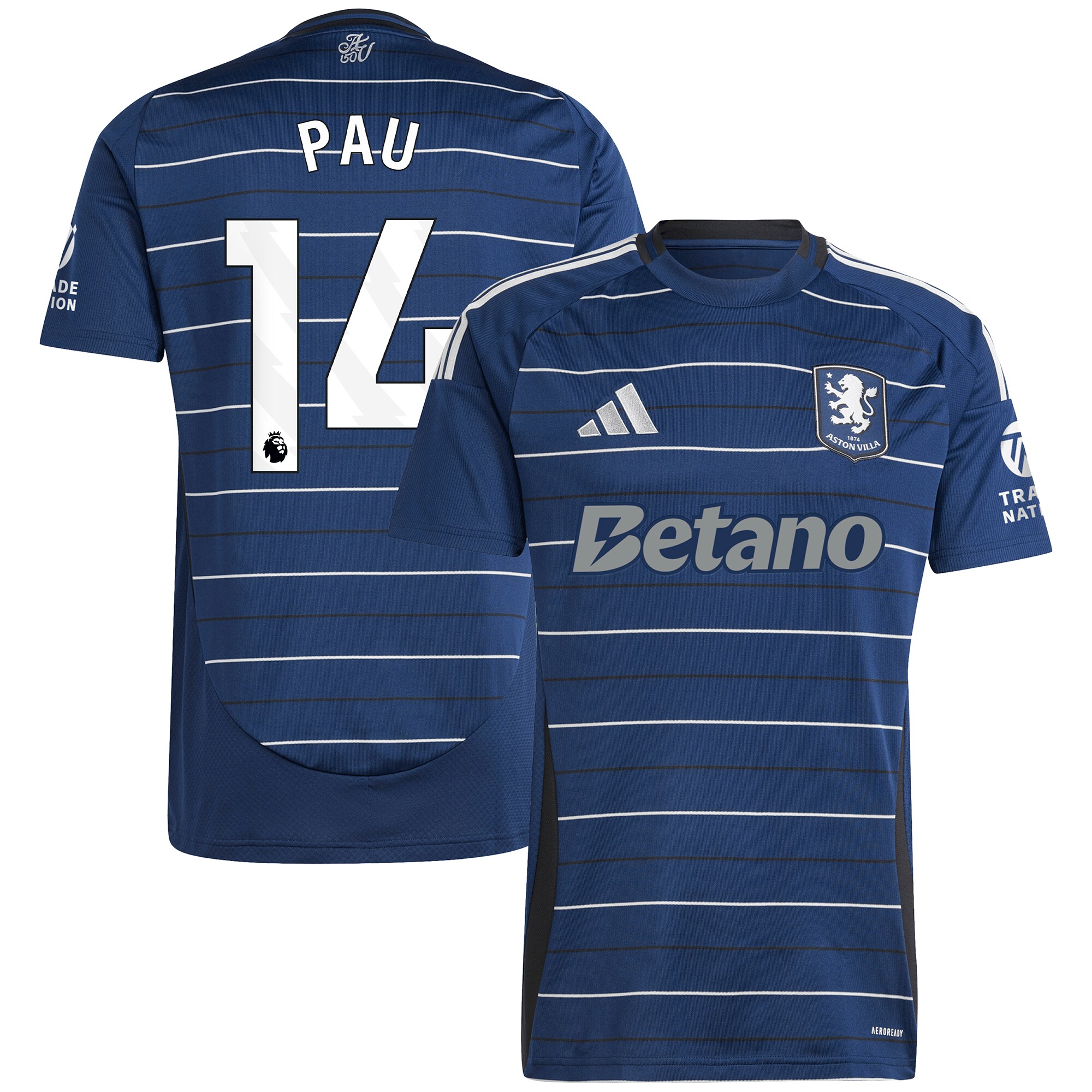 Aston Villa Jerseys - Official aston villa adidas third shirt 2024-25 with pau 14 printing Collection for AVFC Fans
