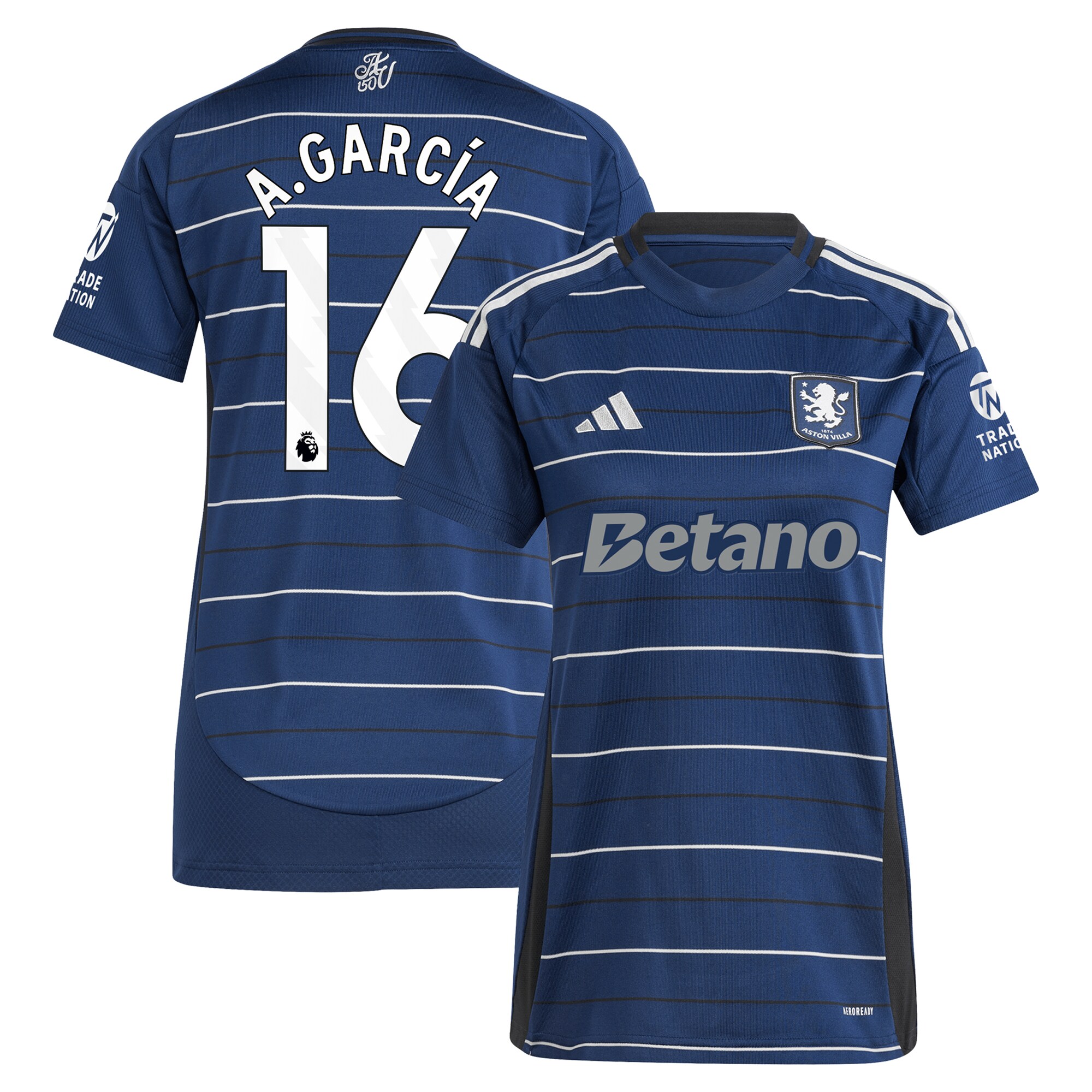 Aston Villa Jerseys - Official aston villa adidas third shirt 2024-25 – womens with a.garcía 16 printing Collection for AVFC Fans