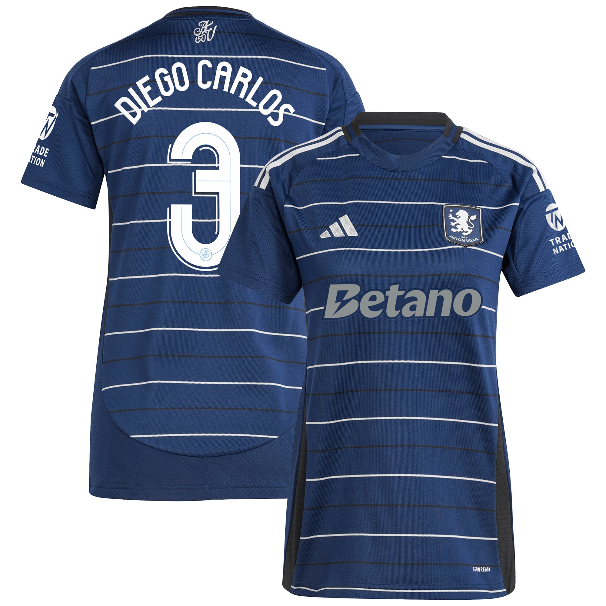 Aston Villa Jerseys - Official aston villa adidas third shirt 2024-25 – womens with diego carlos 3 cup printing Collection for AVFC Fans