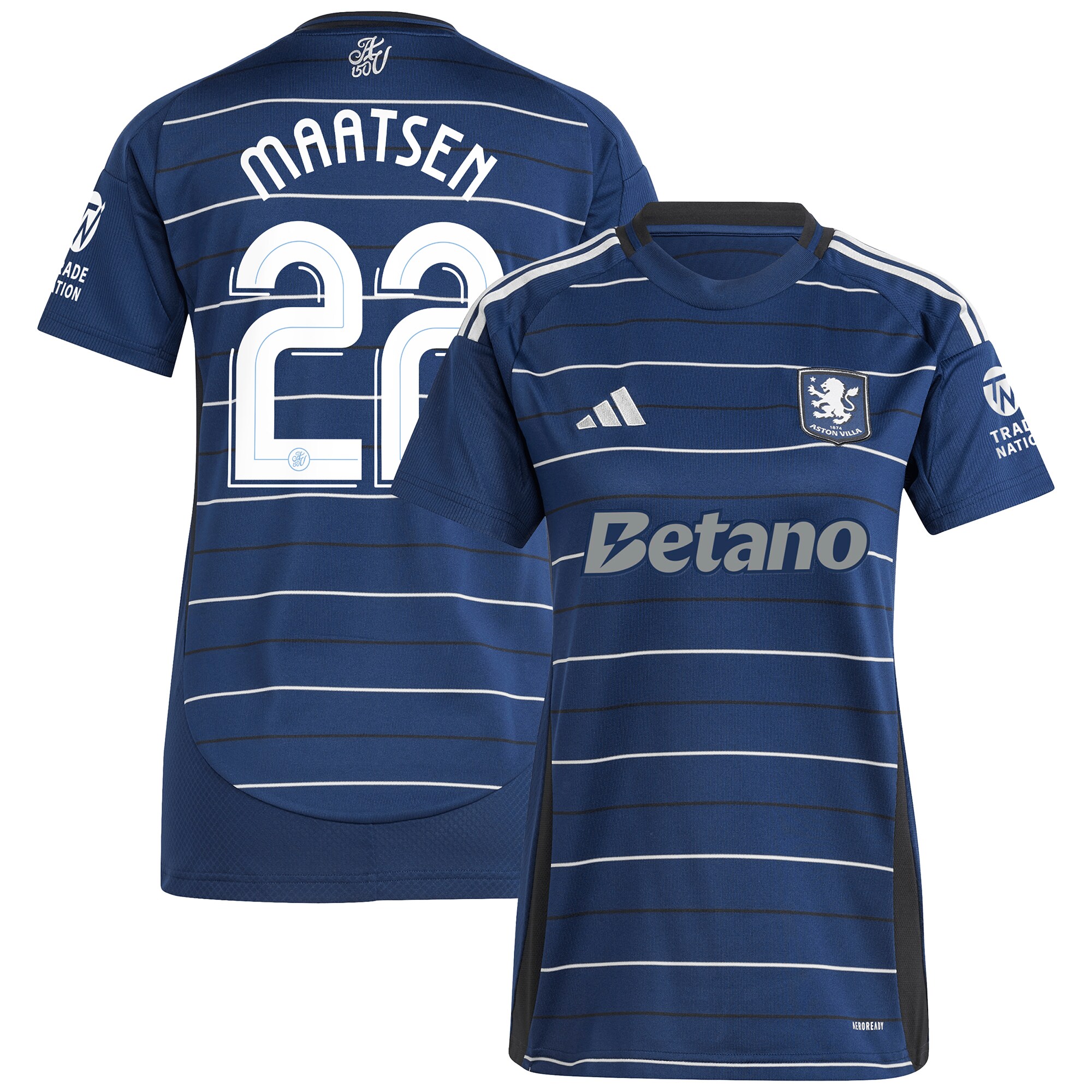 Aston Villa Jerseys - Official aston villa adidas third shirt 2024-25 – womens with maatsen 22 cup printing Collection for AVFC Fans