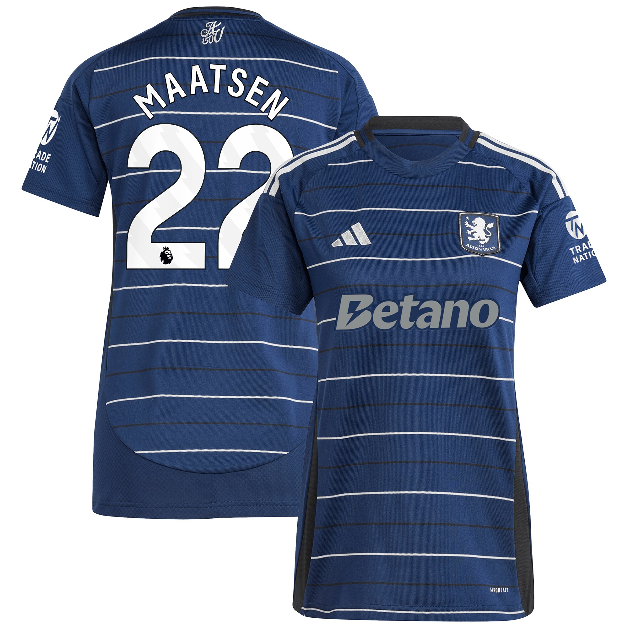 Aston Villa Jerseys - Official aston villa adidas third shirt 2024-25 – womens with maatsen 22 printing Collection for AVFC Fans
