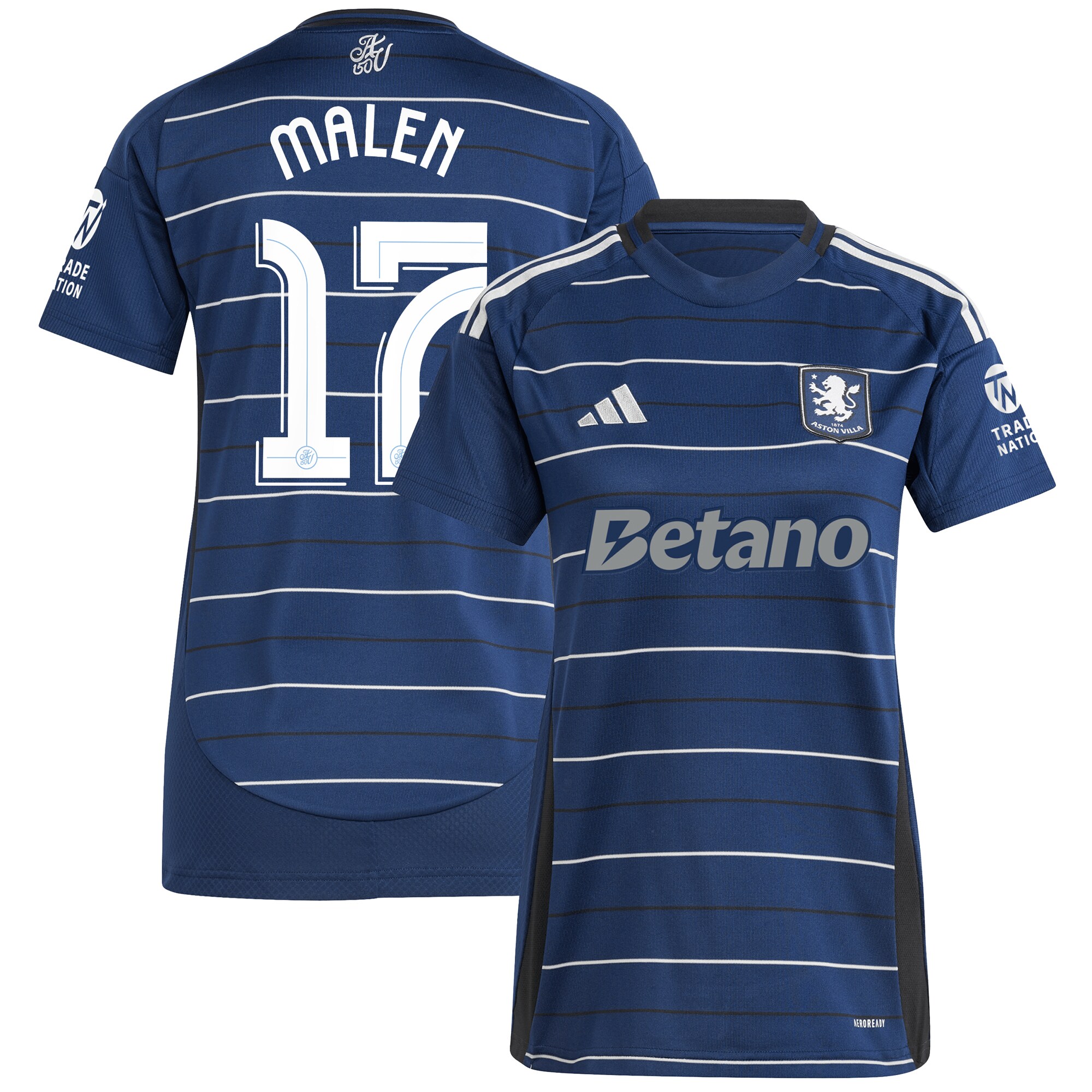 Aston Villa Jerseys - Official aston villa adidas third shirt 2024-25 – womens with malen 17 cup printing Collection for AVFC Fans