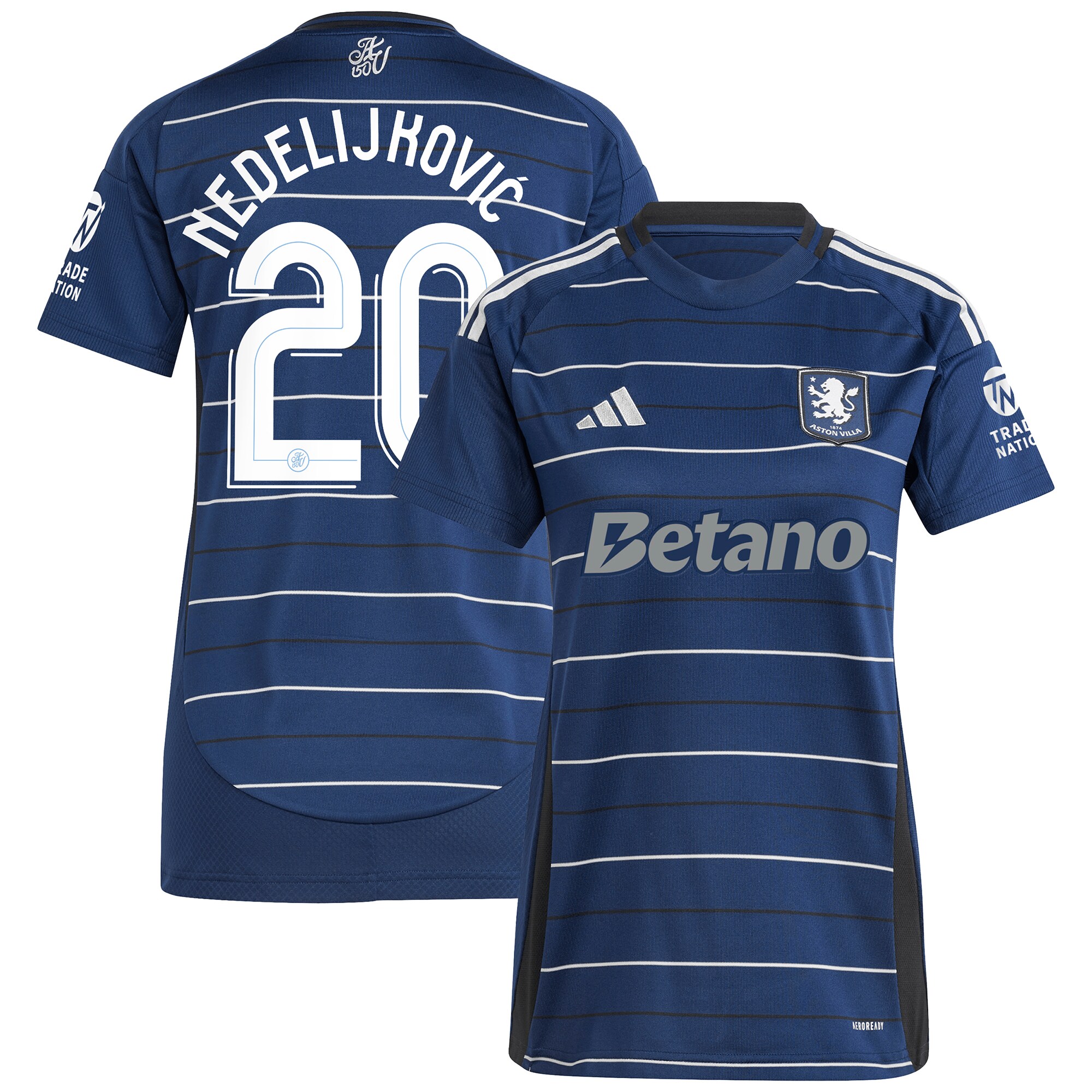 Aston Villa Jerseys - Official aston villa adidas third shirt 2024-25 – womens with nedeljković 20 cup printing Collection for AVFC Fans
