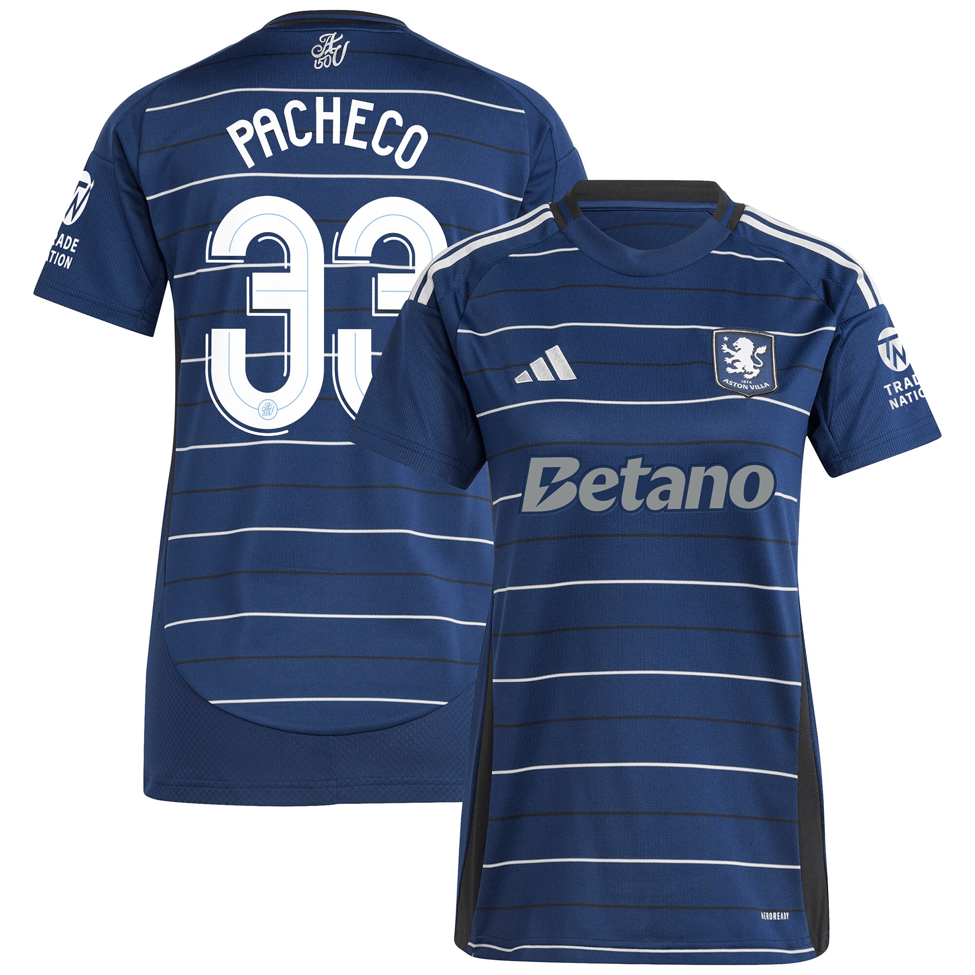 Aston Villa Jerseys - Official aston villa adidas third shirt 2024-25 – womens with pacheco 33 cup printing Collection for AVFC Fans