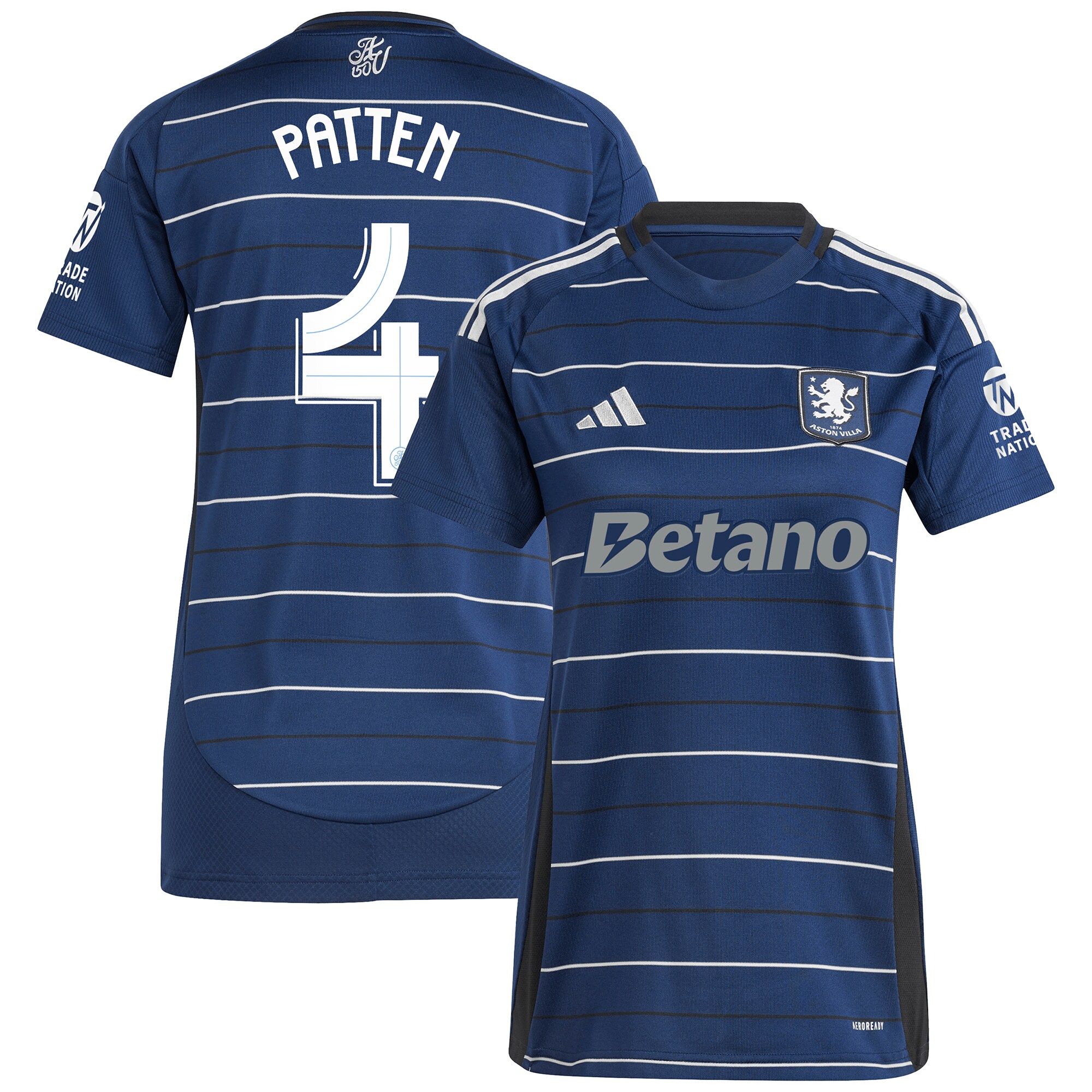 Aston Villa Jerseys - Official aston villa adidas third shirt 2024-25 – womens with patten 4 cup printing Collection for AVFC Fans