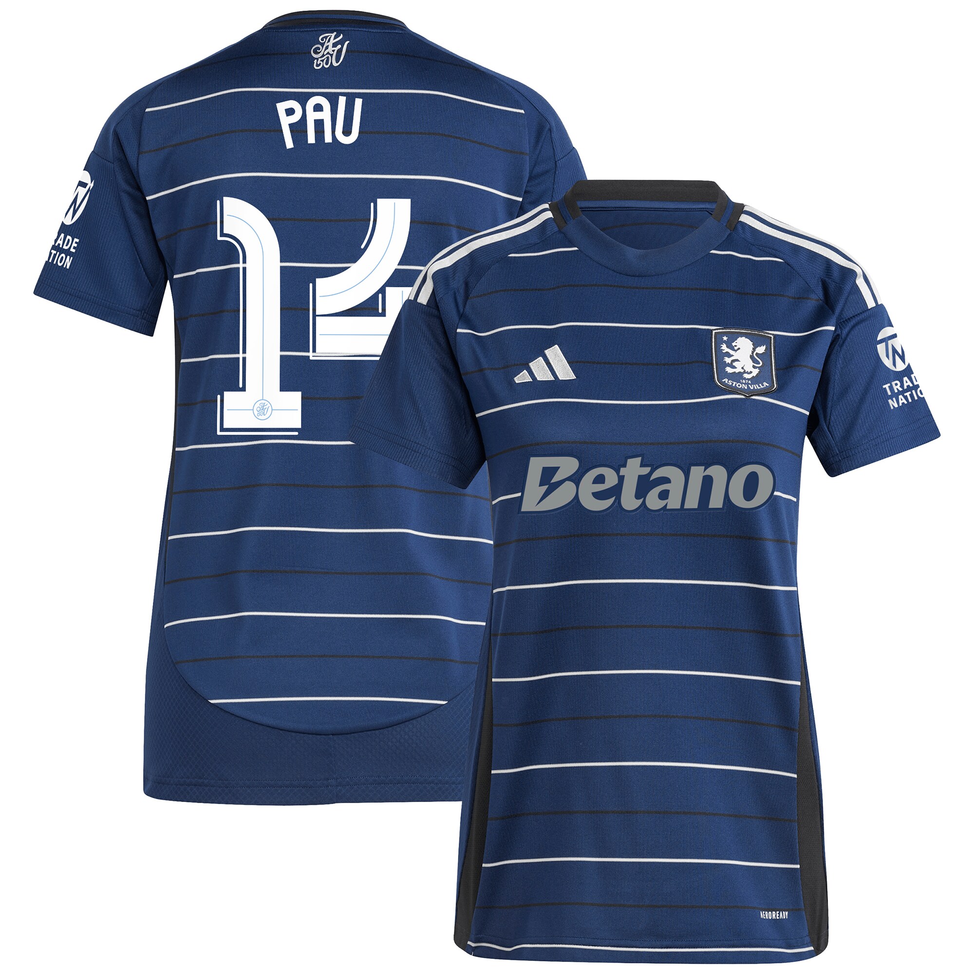 Aston Villa Jerseys - Official aston villa adidas third shirt 2024-25 – womens with pau 14 cup printing Collection for AVFC Fans