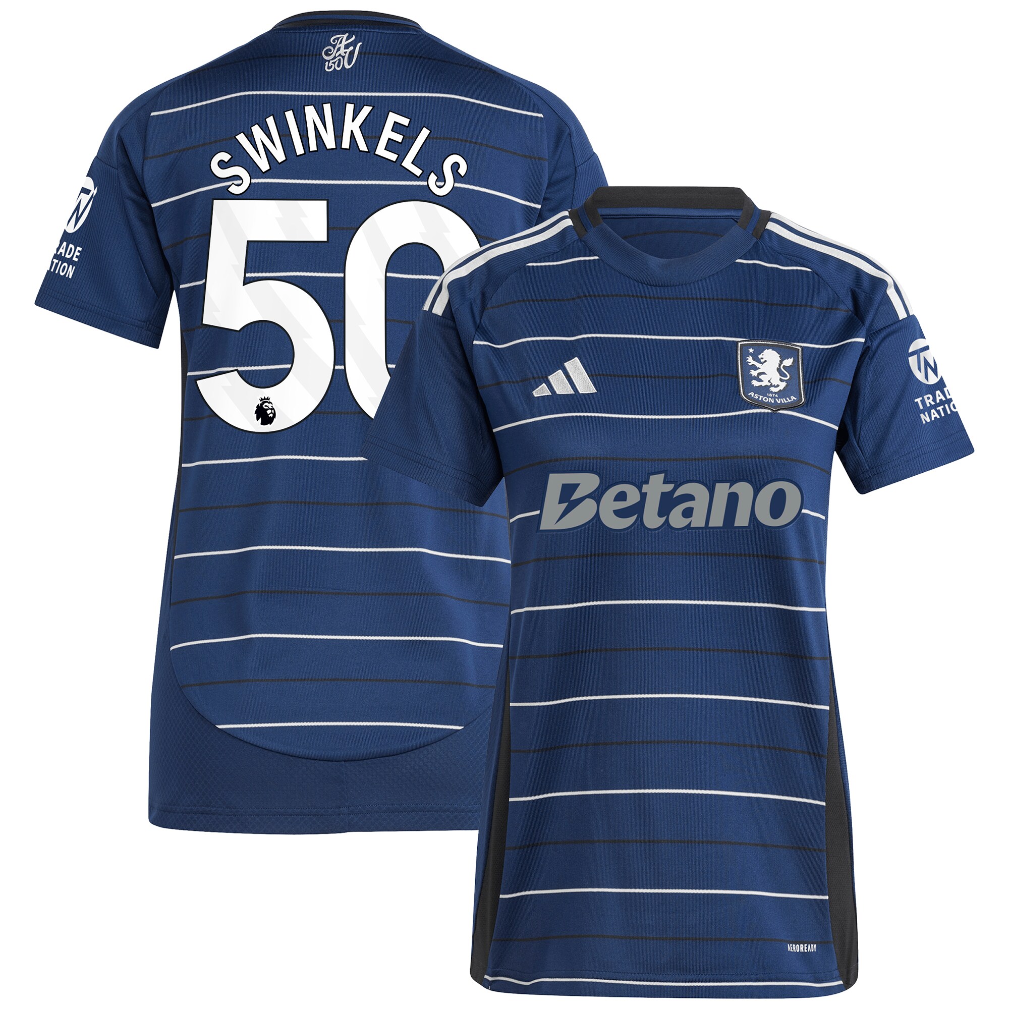 Aston Villa Jerseys - Official aston villa adidas third shirt 2024-25 – womens with swinkels 50 printing Collection for AVFC Fans