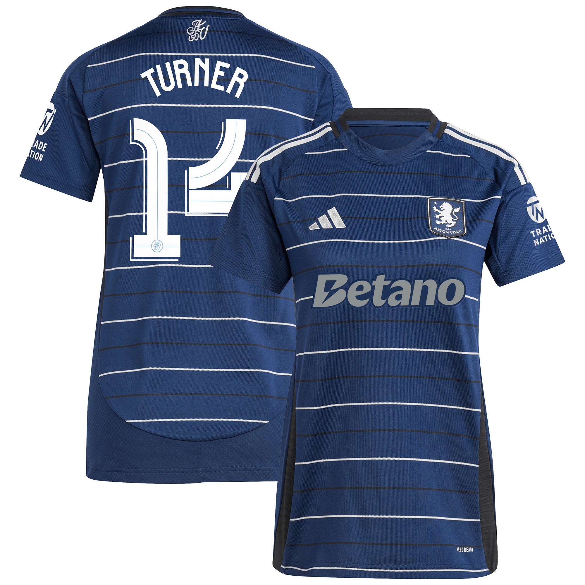 Aston Villa Jerseys - Official aston villa adidas third shirt 2024-25 – womens with turner 14 cup printing Collection for AVFC Fans