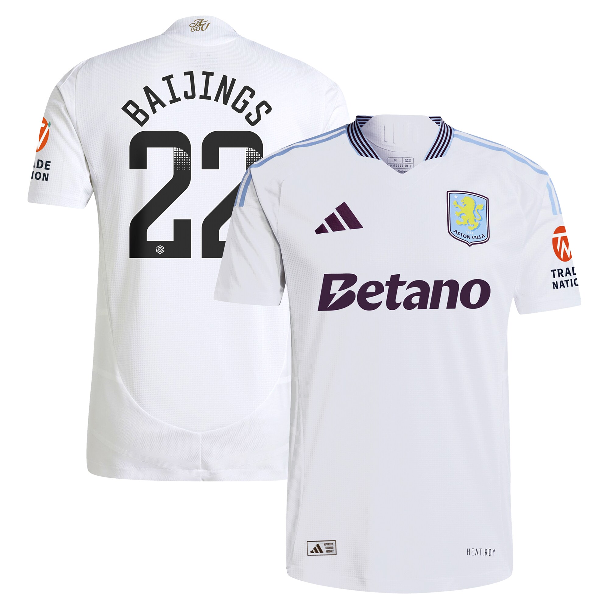 Aston Villa Jerseys - Official aston villa adidas wsl away authentic shirt 2024-25 with baijings 22 printing Collection for AVFC Fans