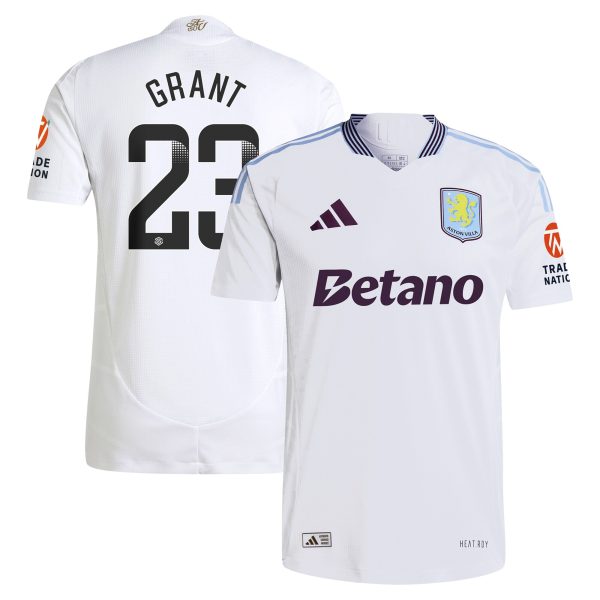 Aston Villa Jerseys - Official aston villa adidas wsl away authentic shirt 2024-25 with grant 23 printing Collection for AVFC Fans