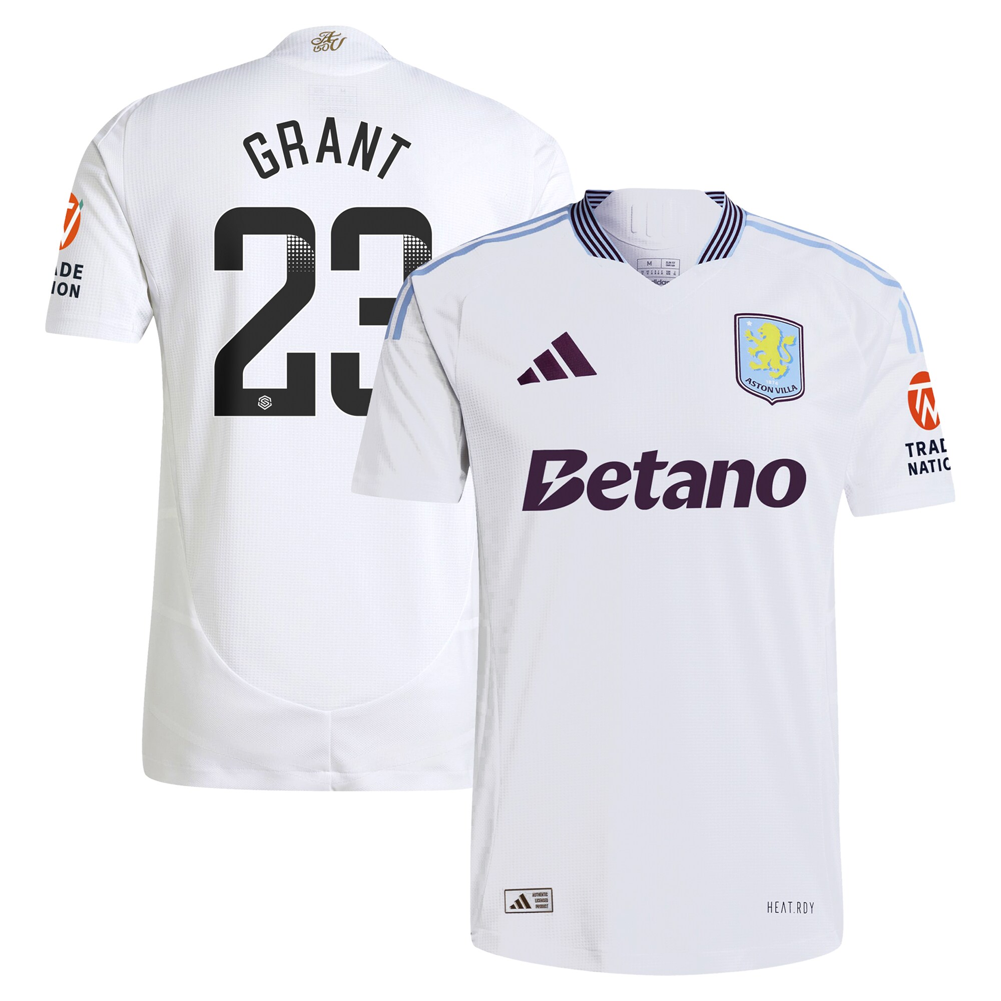 Aston Villa Jerseys - Official aston villa adidas wsl away authentic shirt 2024-25 with grant 23 printing Collection for AVFC Fans