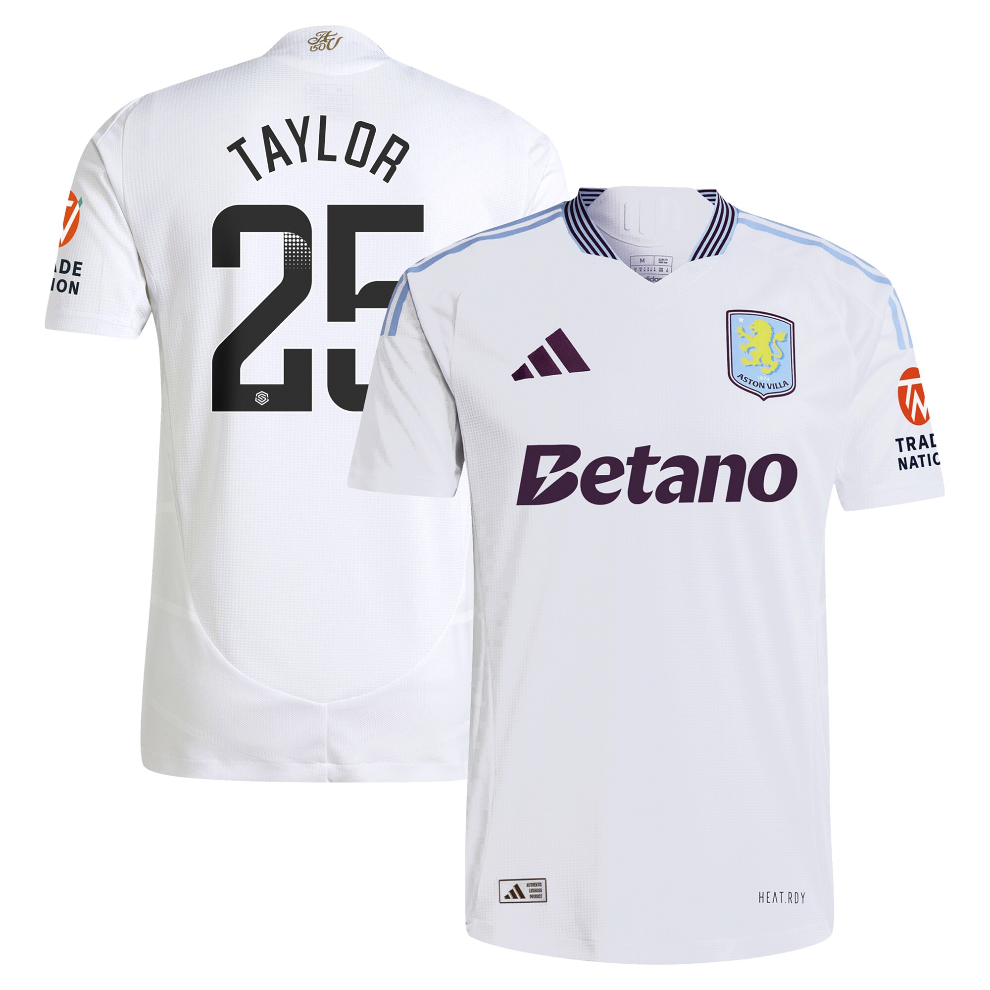 Aston Villa Jerseys - Official aston villa adidas wsl away authentic shirt 2024-25 with taylor 25 printing Collection for AVFC Fans