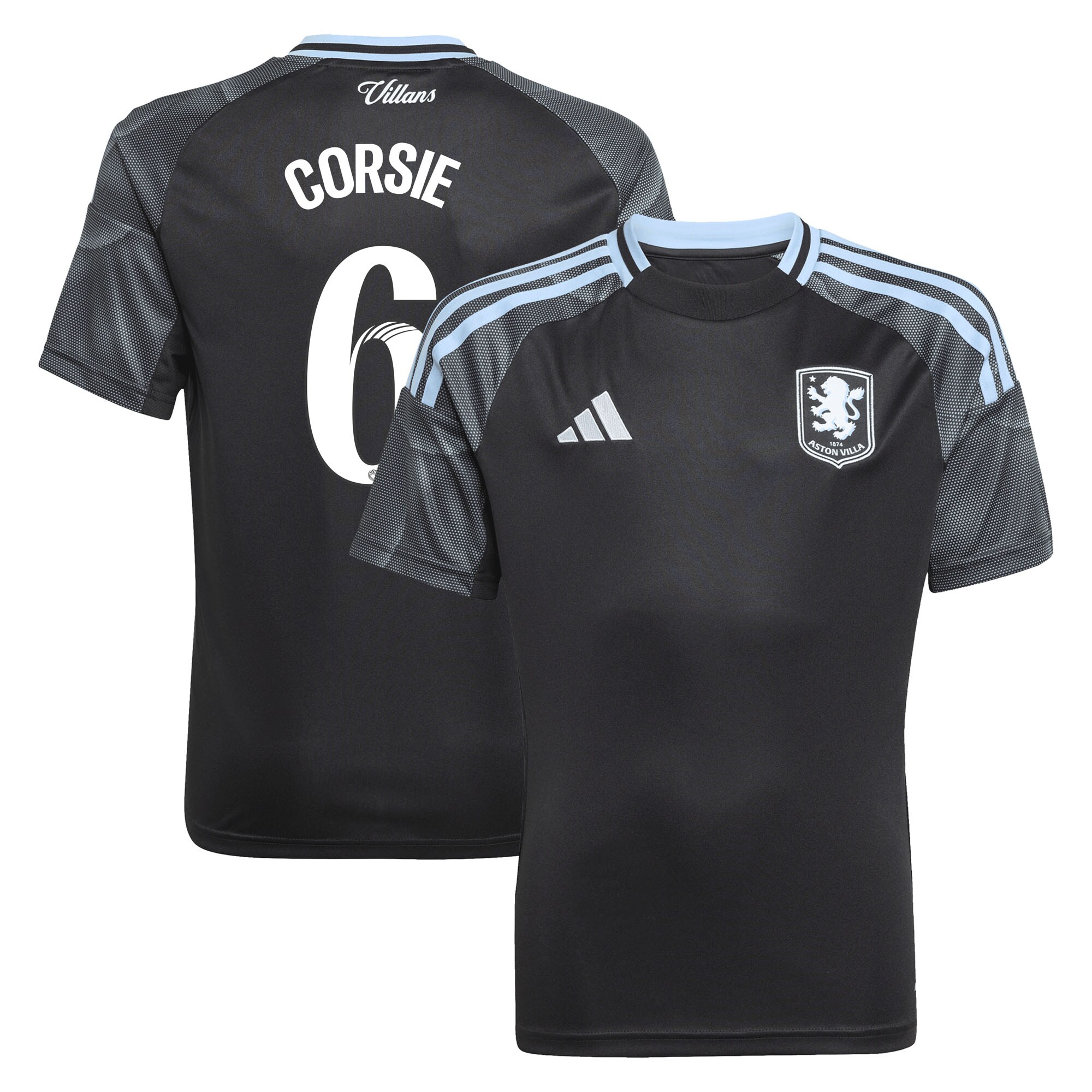 Aston Villa Jerseys - Official aston villa adidas wsl away shirt 2025-26 – kids with corsie 6 printing Collection for AVFC Fans