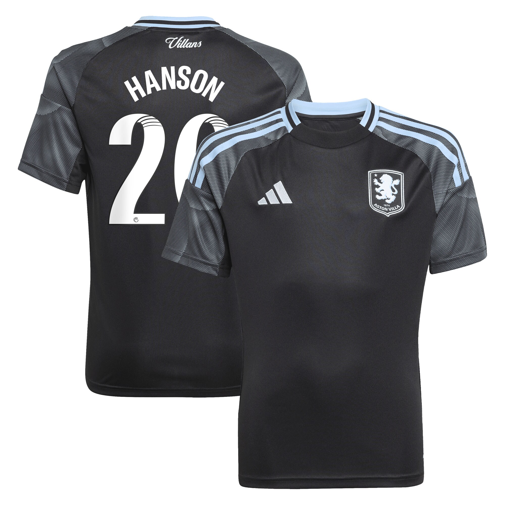 Aston Villa Jerseys - Official aston villa adidas wsl away shirt 2025-26 – kids with hanson 20 printing Collection for AVFC Fans
