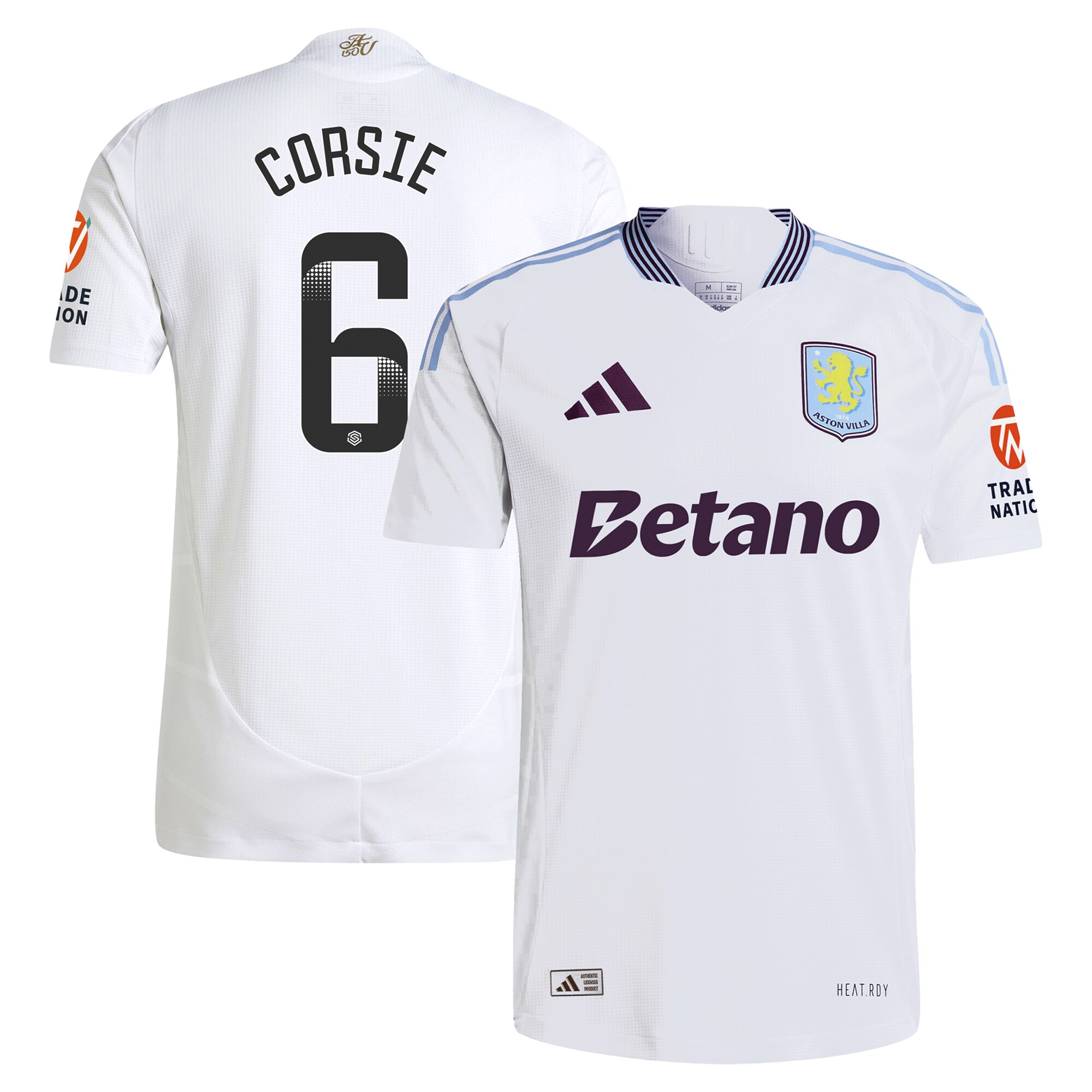 Aston Villa Jerseys - Official aston villa wsl adidas away authentic shirt 2024-25 with corsie 6 printing Collection for AVFC Fans