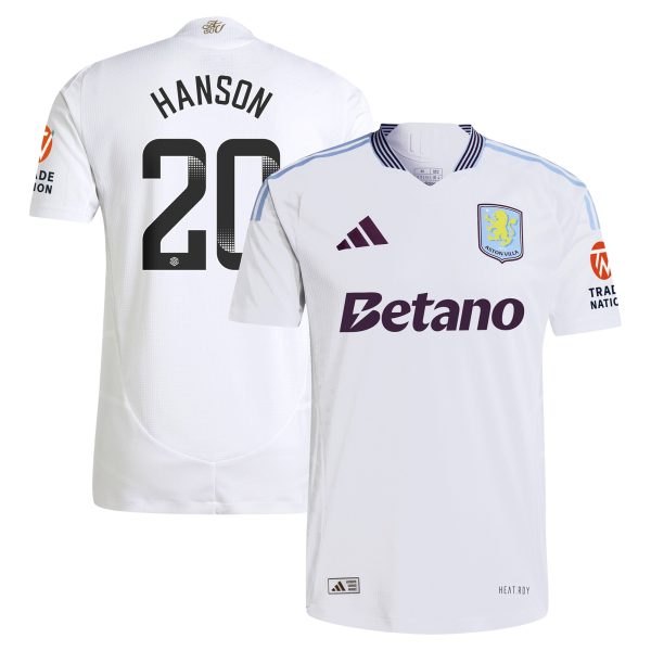 Aston Villa Jerseys - Official aston villa wsl adidas away authentic shirt 2024-25 with hanson 20 printing Collection for AVFC Fans