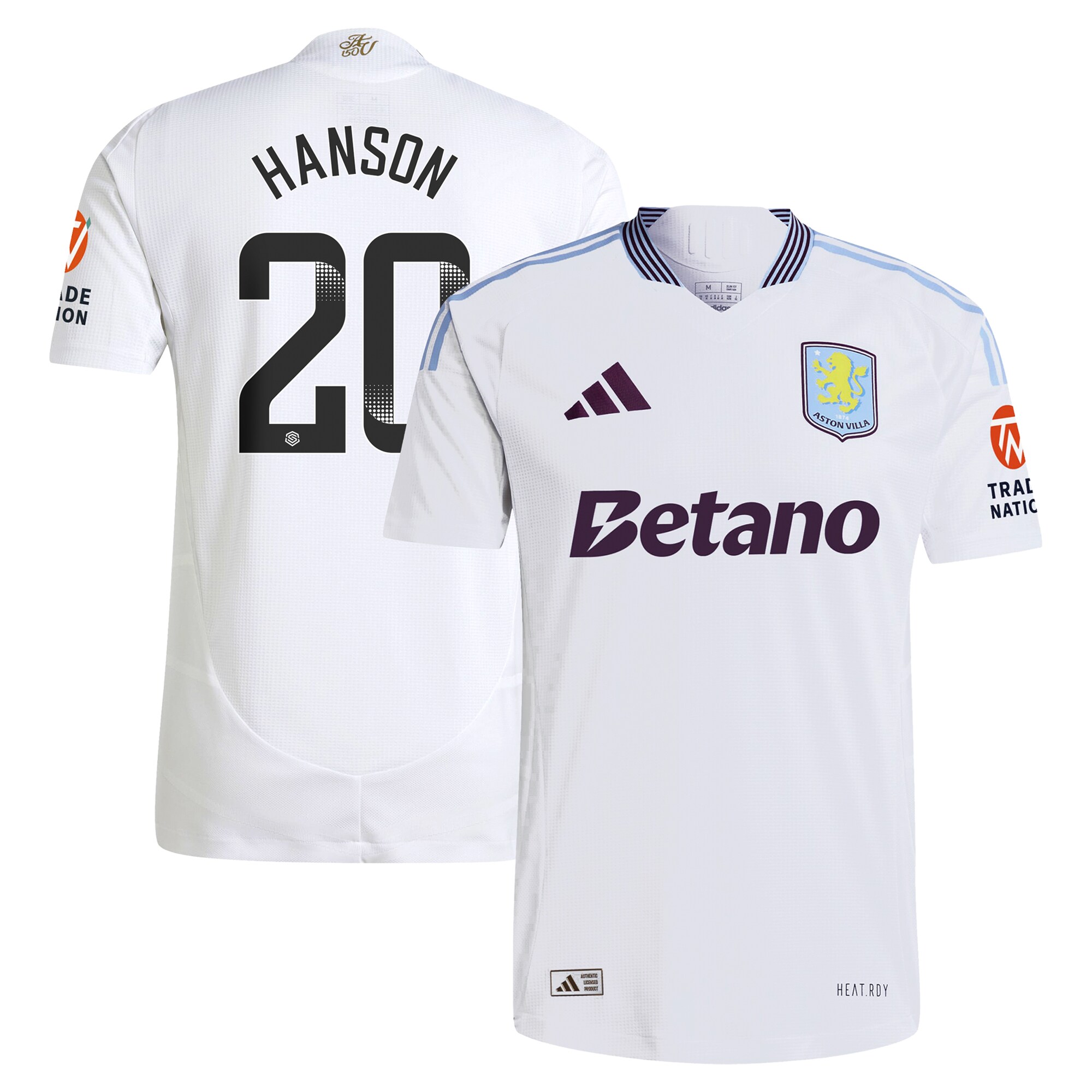 Aston Villa Jerseys - Official aston villa wsl adidas away authentic shirt 2024-25 with hanson 20 printing Collection for AVFC Fans