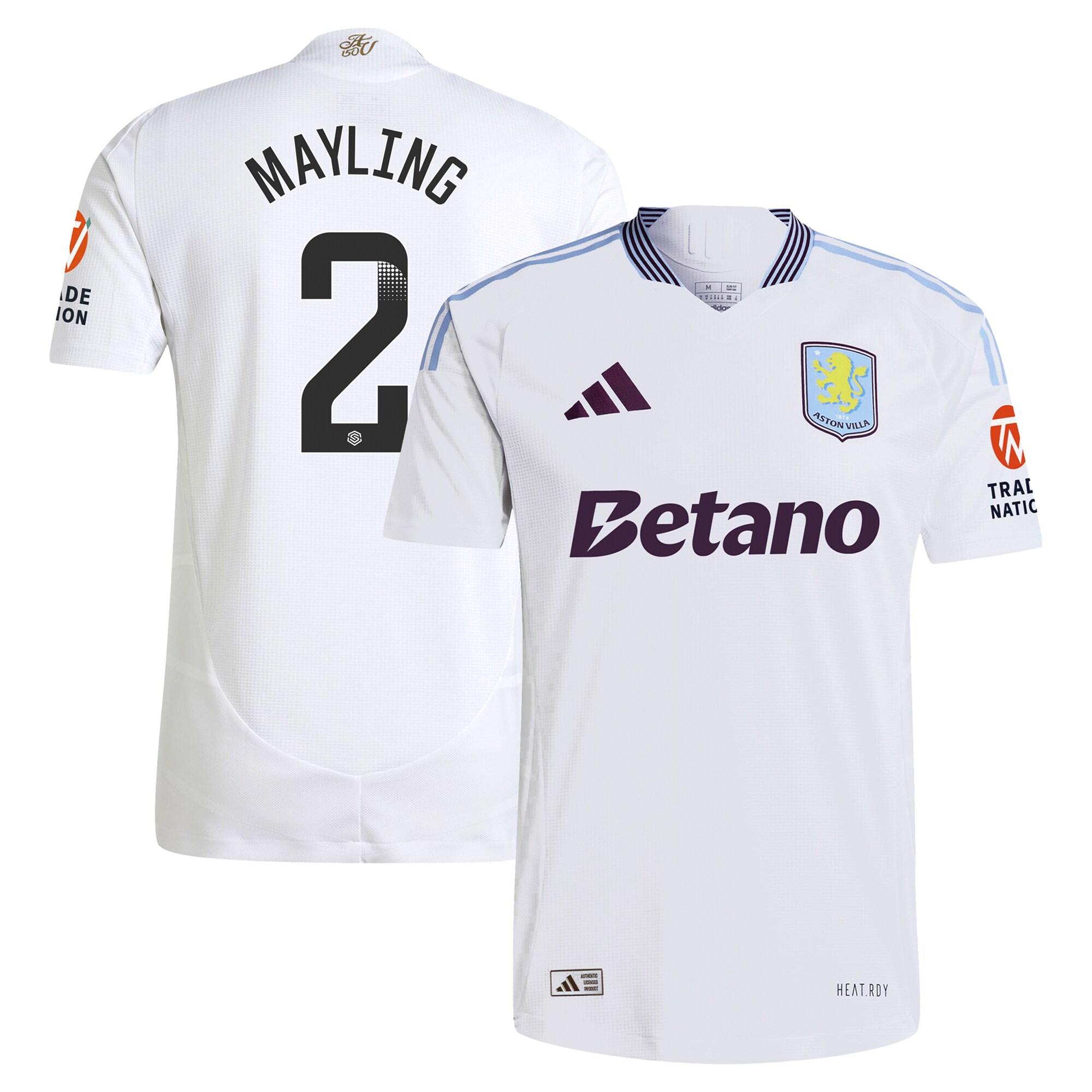 Aston Villa Jerseys - Official aston villa wsl adidas away authentic shirt 2024-25 with mayling 2 printing Collection for AVFC Fans