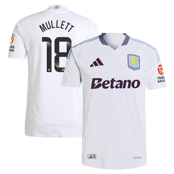Aston Villa Jerseys - Official aston villa wsl adidas away authentic shirt 2024-25 with mullett 18 printing Collection for AVFC Fans